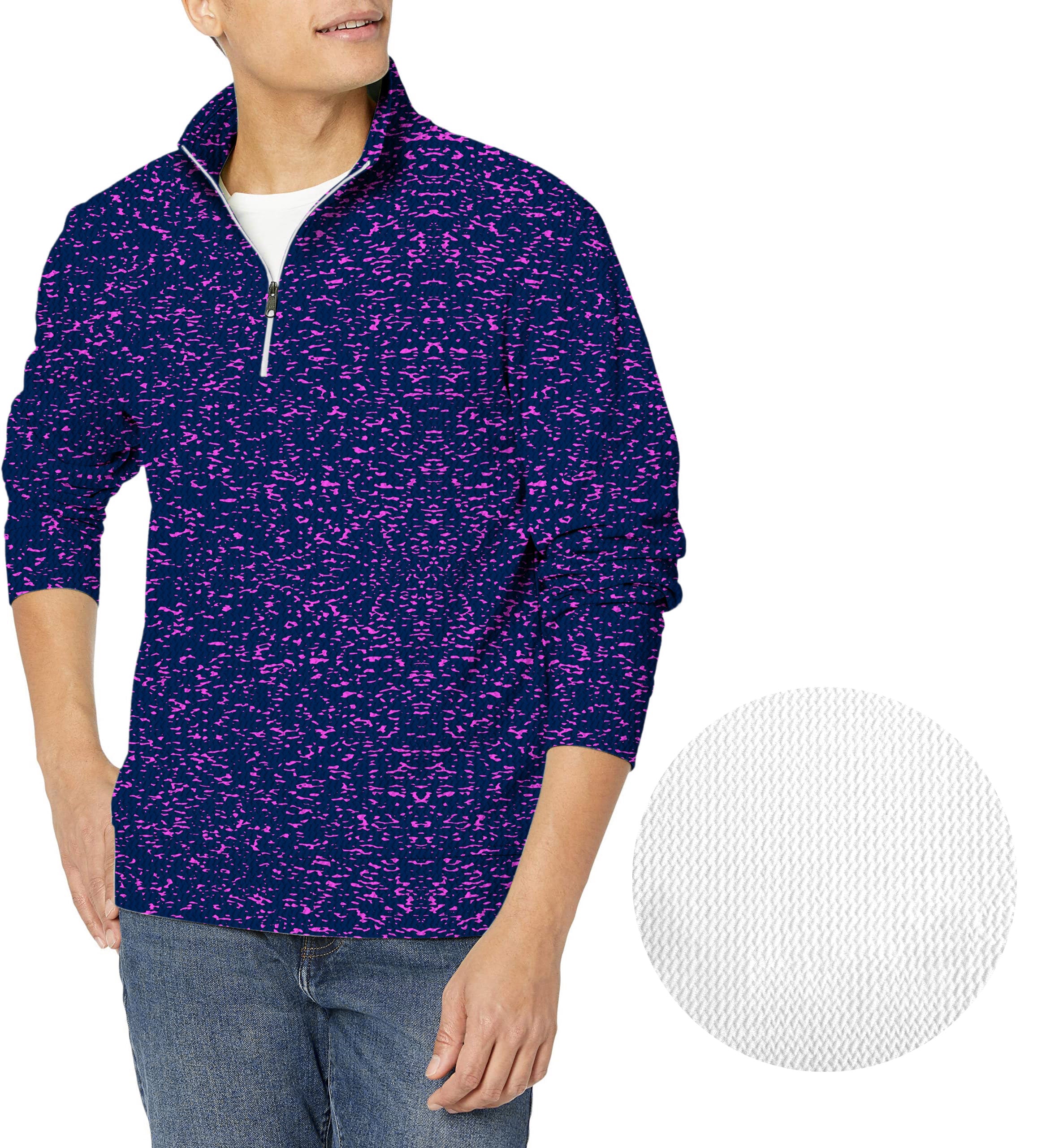 Purple spots-Men's Golf Waffle Zipper Pullover