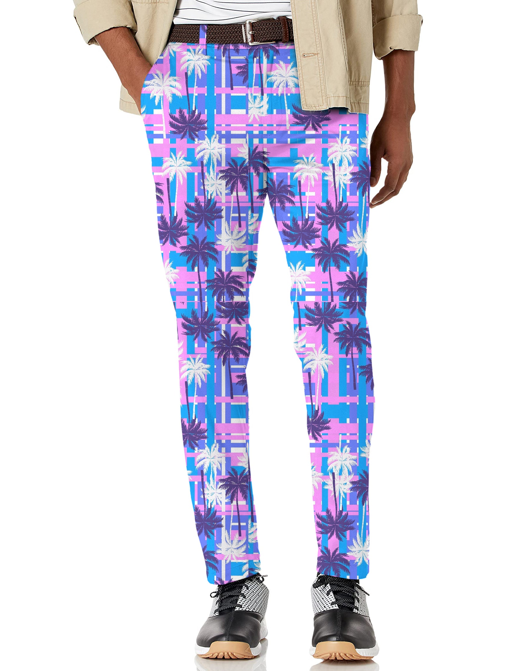 Men's Purple Palm tree Stretch Golf pants