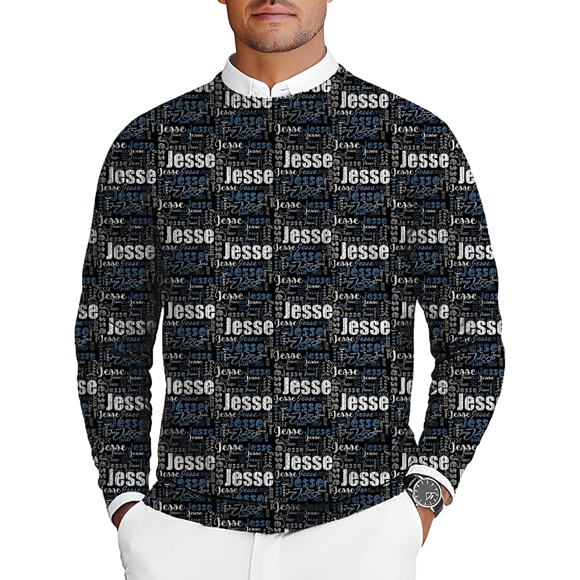 Custom name black Men's Golf Crewneck Pullover Sweaters Ugly Sweater