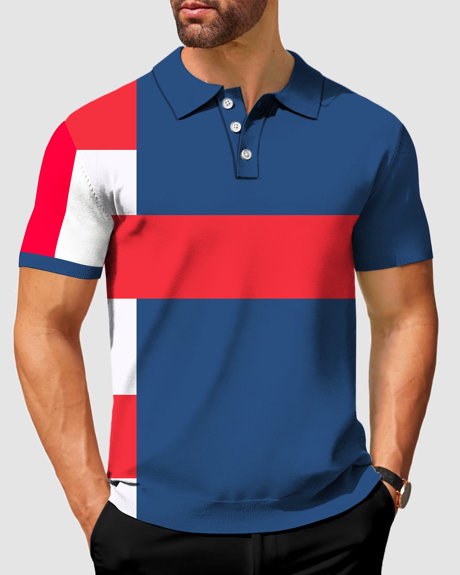 Men's Panelled Stripes-Stripe Series Polo