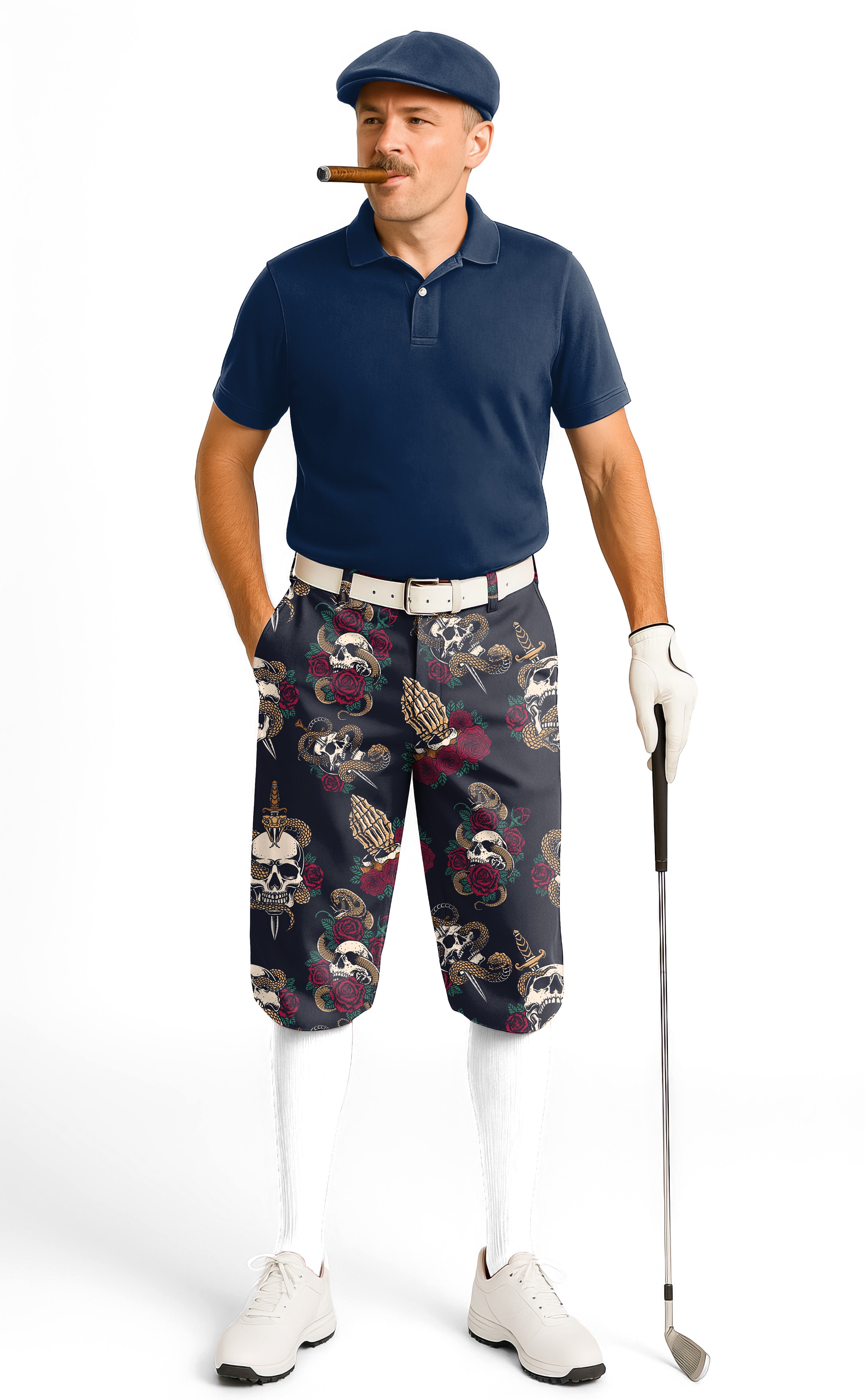 Halloween Snake Skeleton Men's Golf Knickers Pants