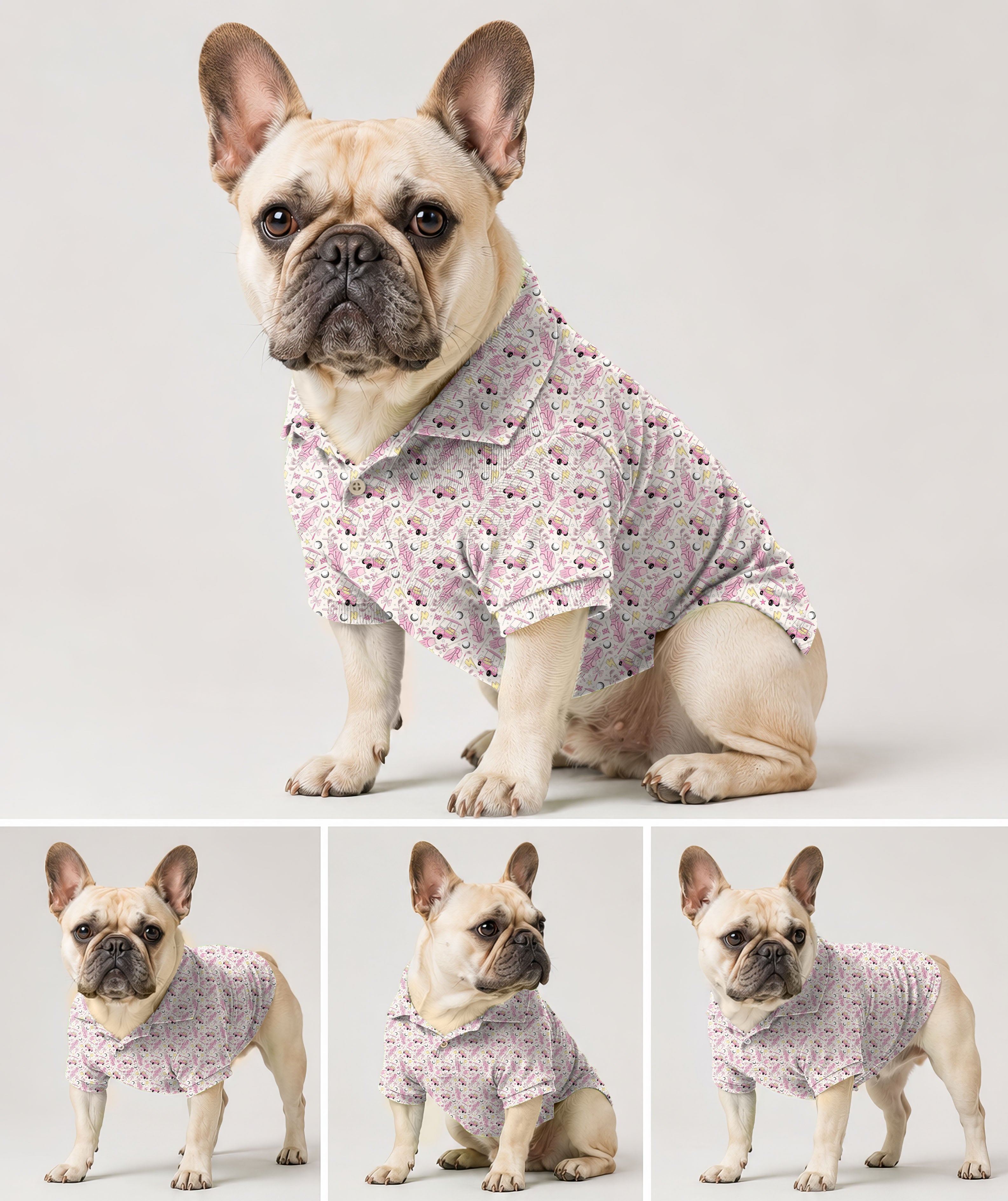 Dog's Pink Golf Cartoon Golf Polo