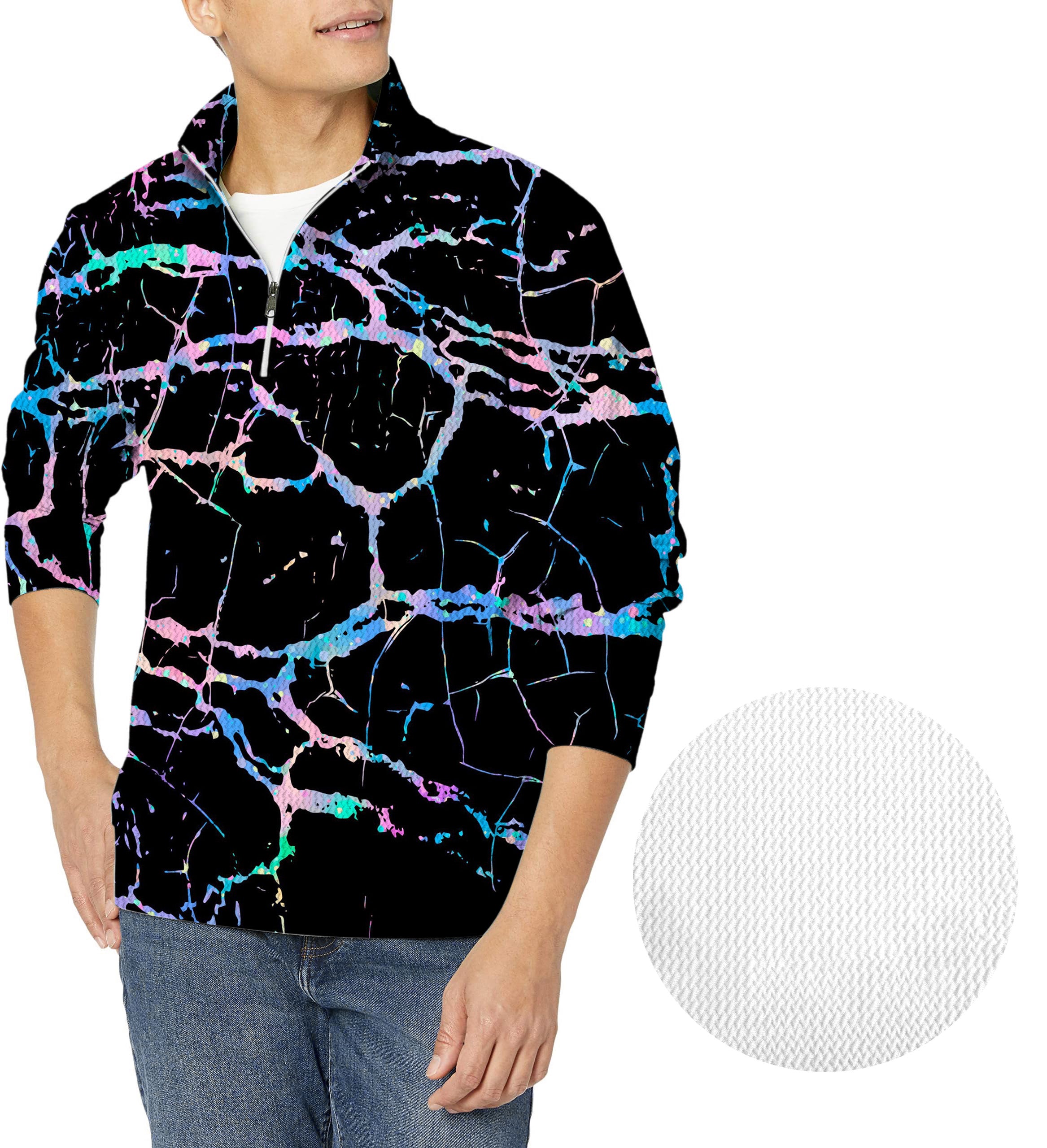 Rainbow Lightning-Men's Golf Waffle Zipper Pullover