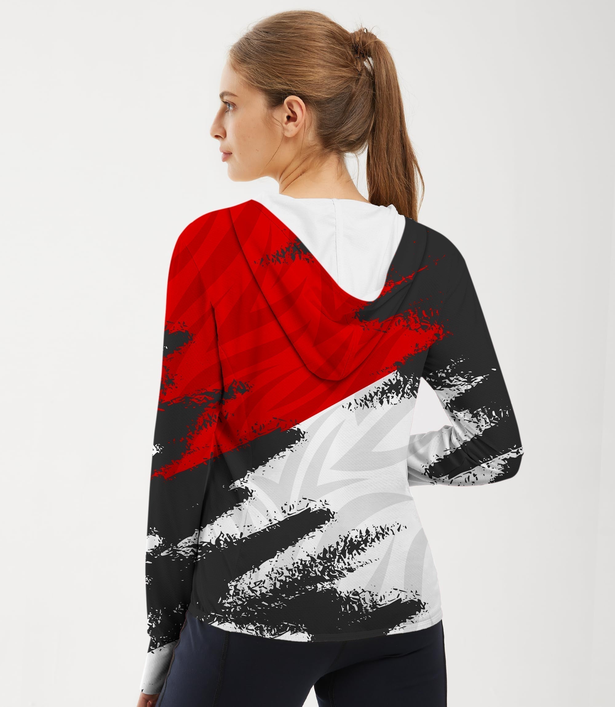 Women's outdoor slim fit red custom sport team hoodie for sun protection