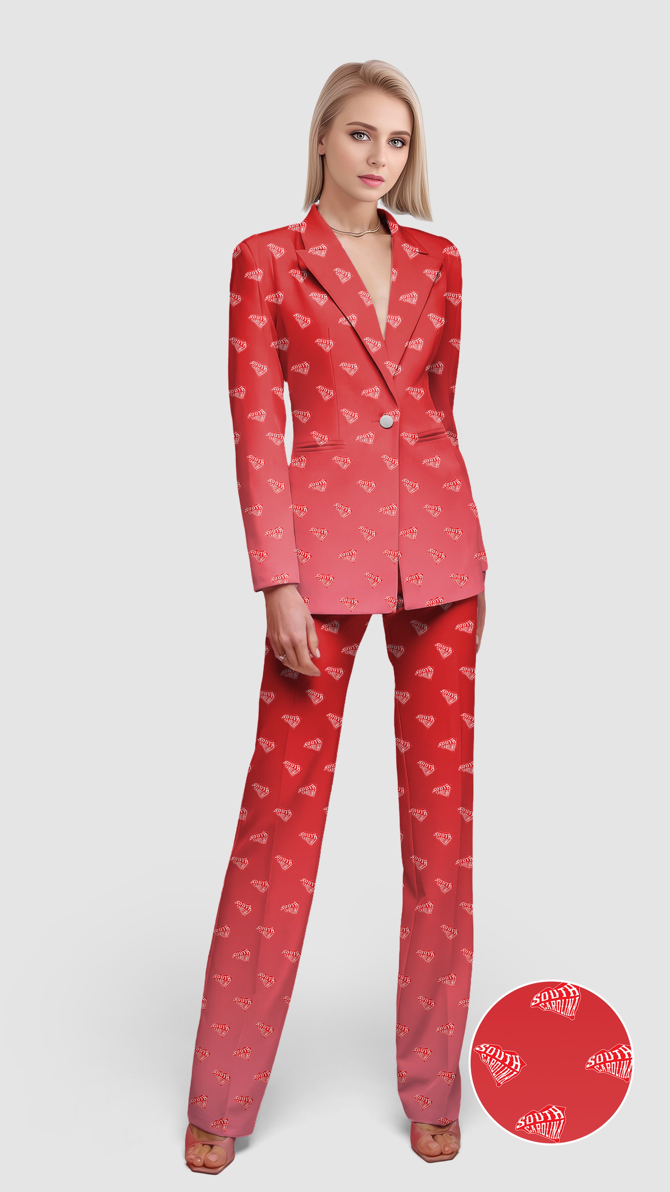 Red South Carolina Women's Blazer Casual Work Office Blazer Suit set
