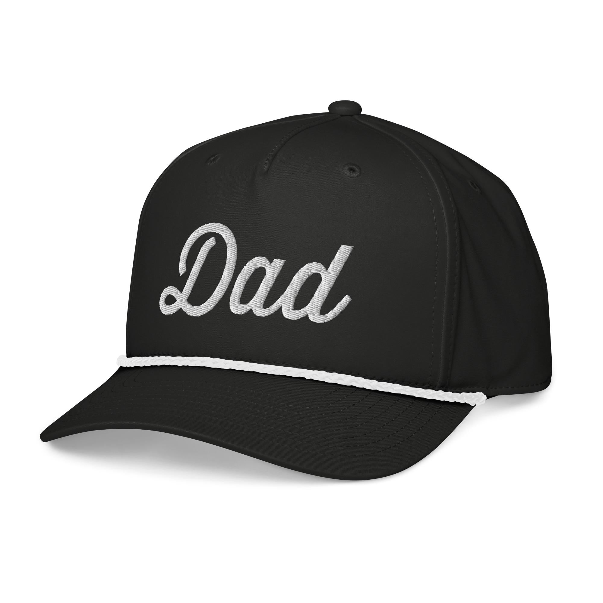 3D Embroidered Dad Golf Black Rope Name Hats