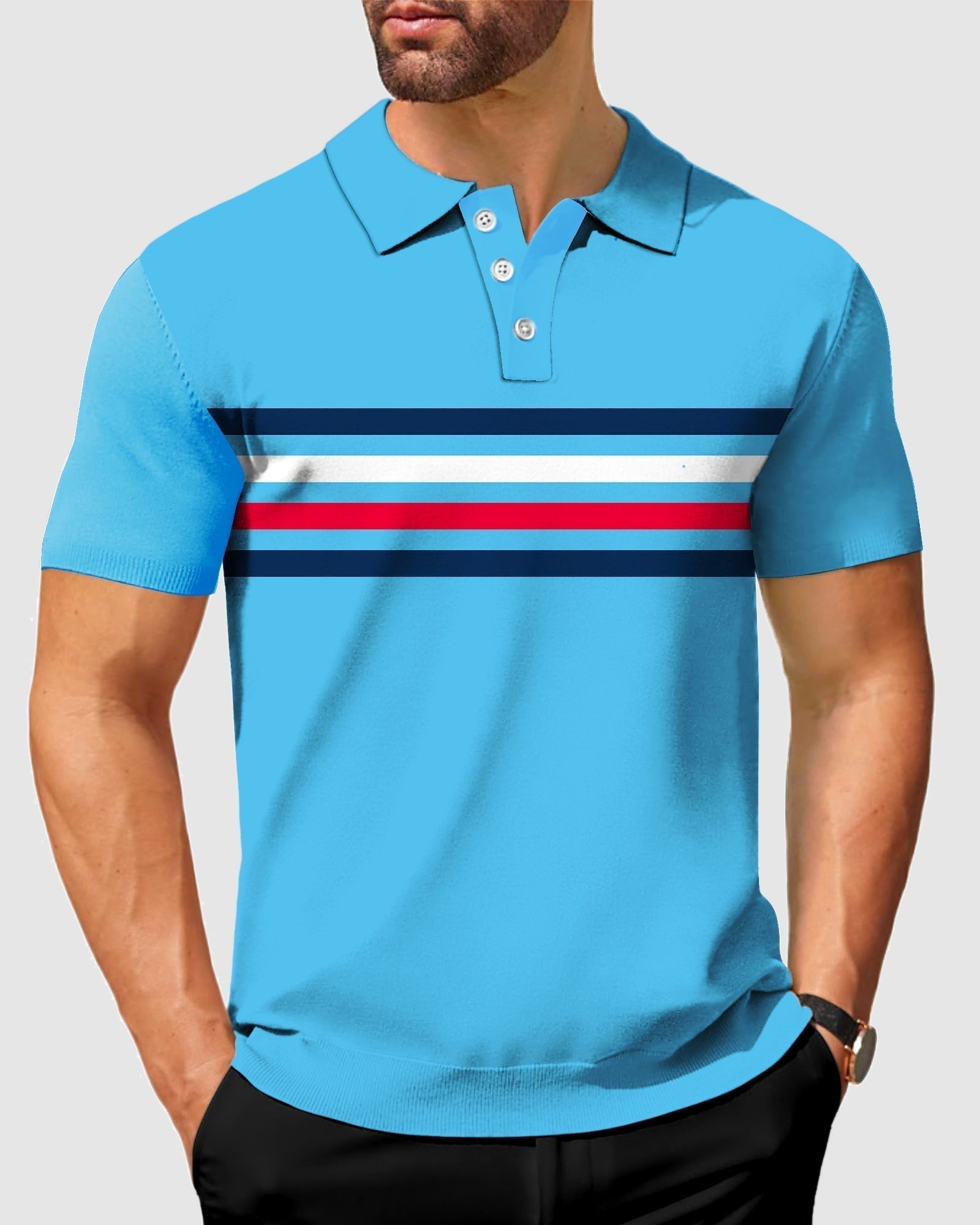 Men's Mix Horizontal stripes-Stripe Series Polo