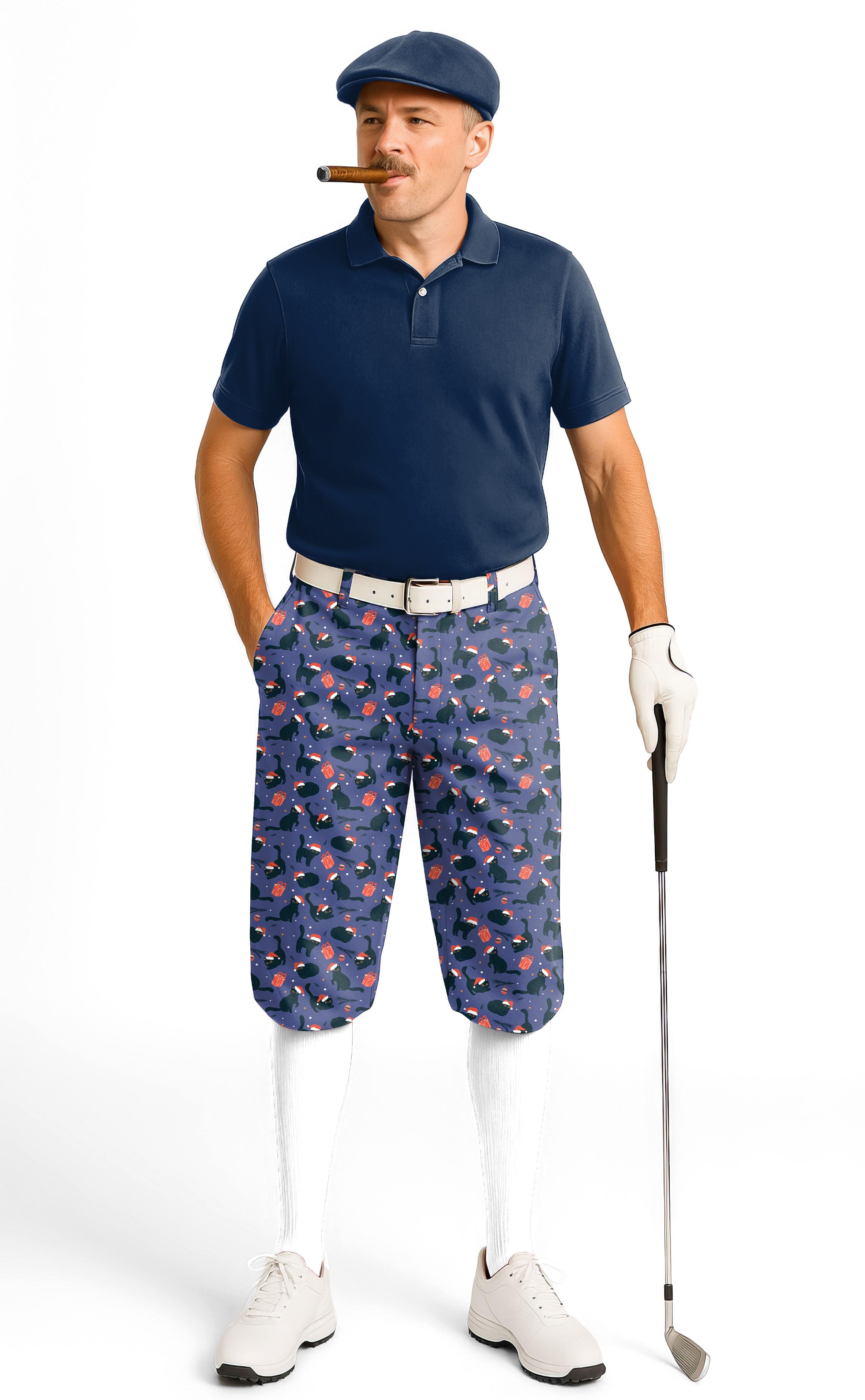 Christmas black cat Men's Golf Knickers Pants
