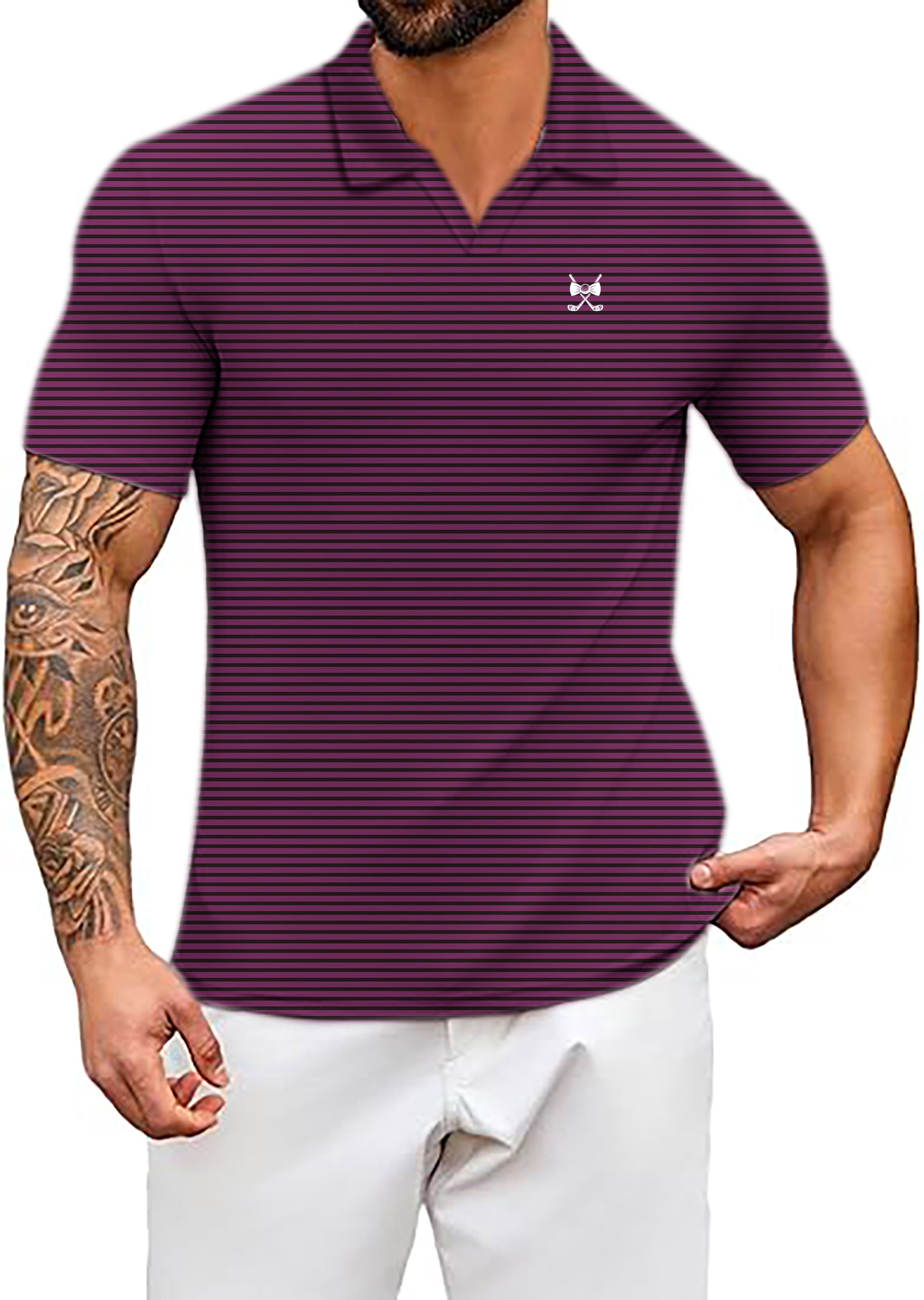 Men's Miami MVP Purple V Neck Golf Polo Shirts