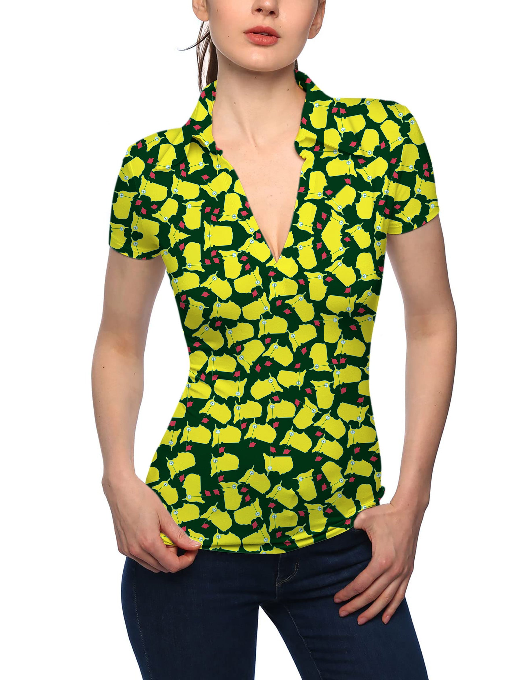 Women's Augusta V Neck Golf Polo