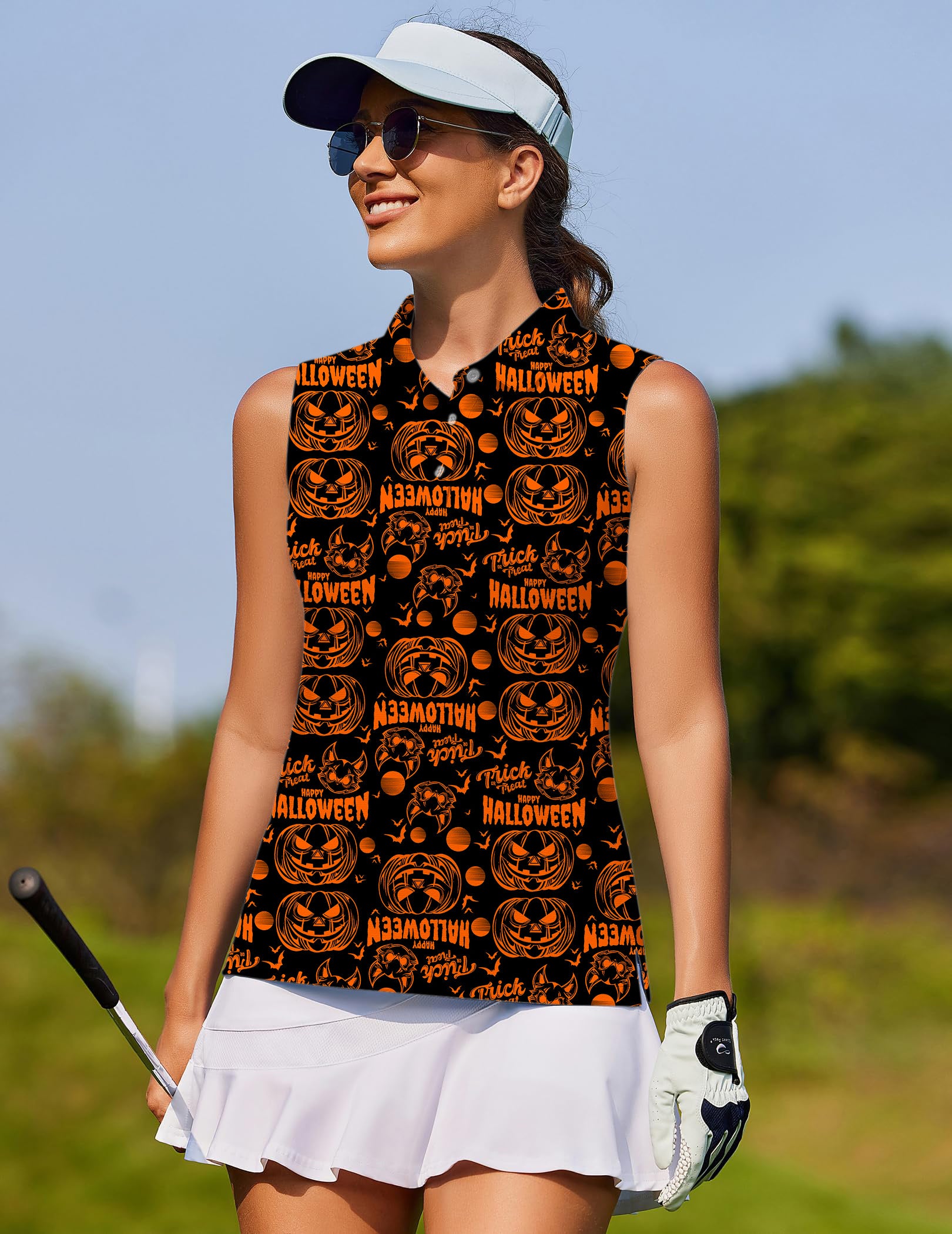 Happy Halloween Pumpkin Women's golf Sleeveless shirt