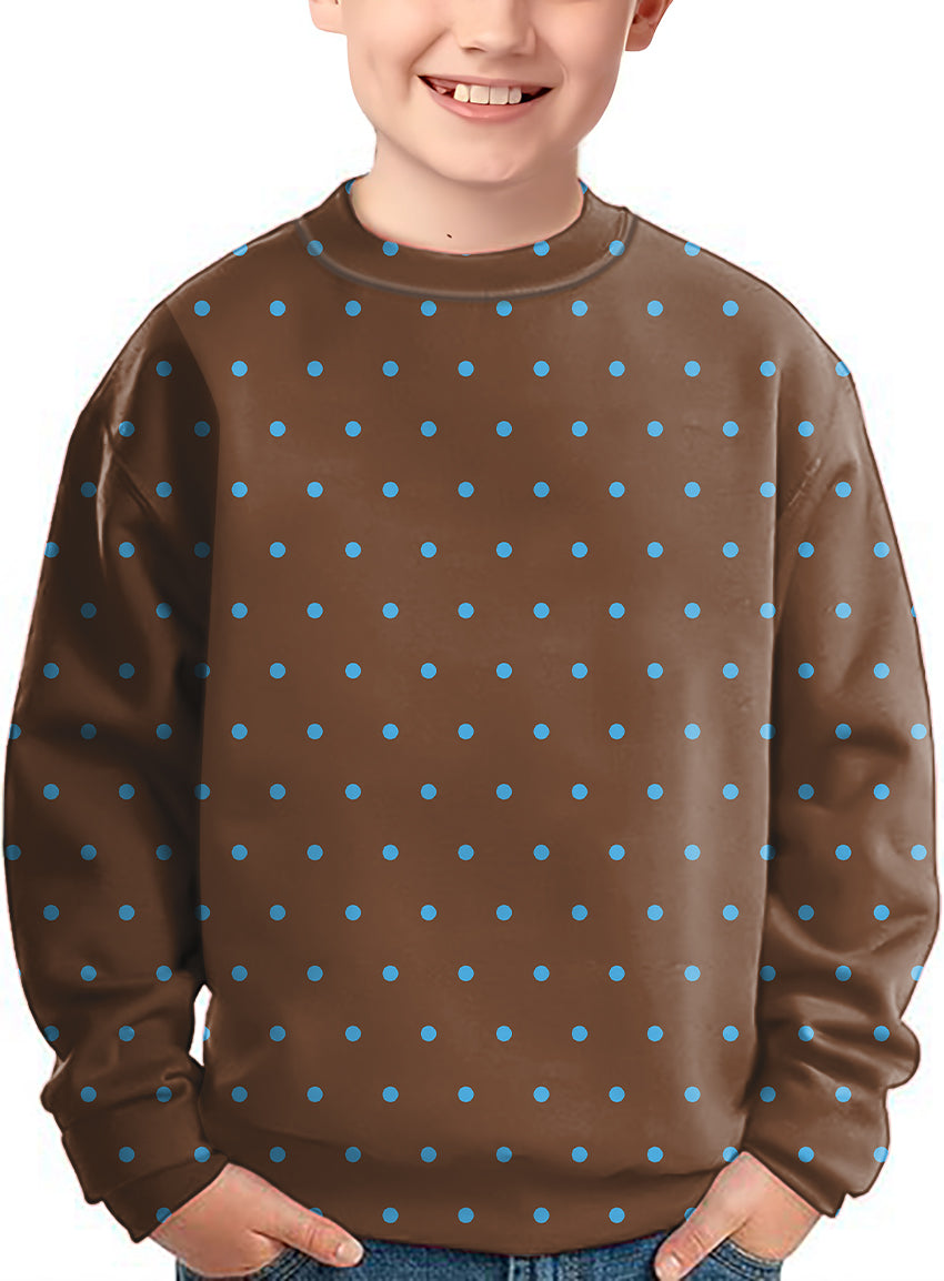 Brown Polka Dots Crewneck Pullover Kids Ugly Sweater
