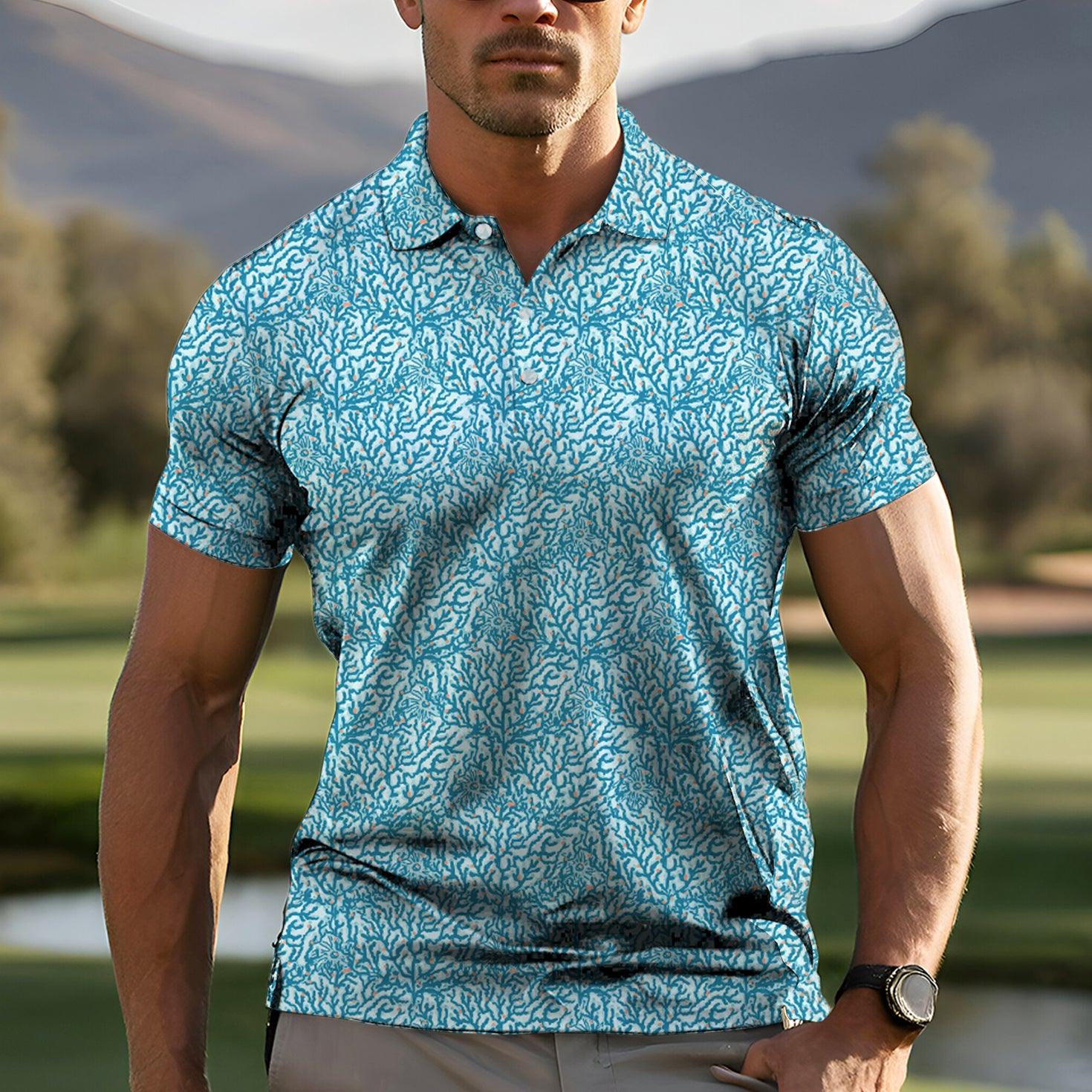 Electric Corals Men's golf polo