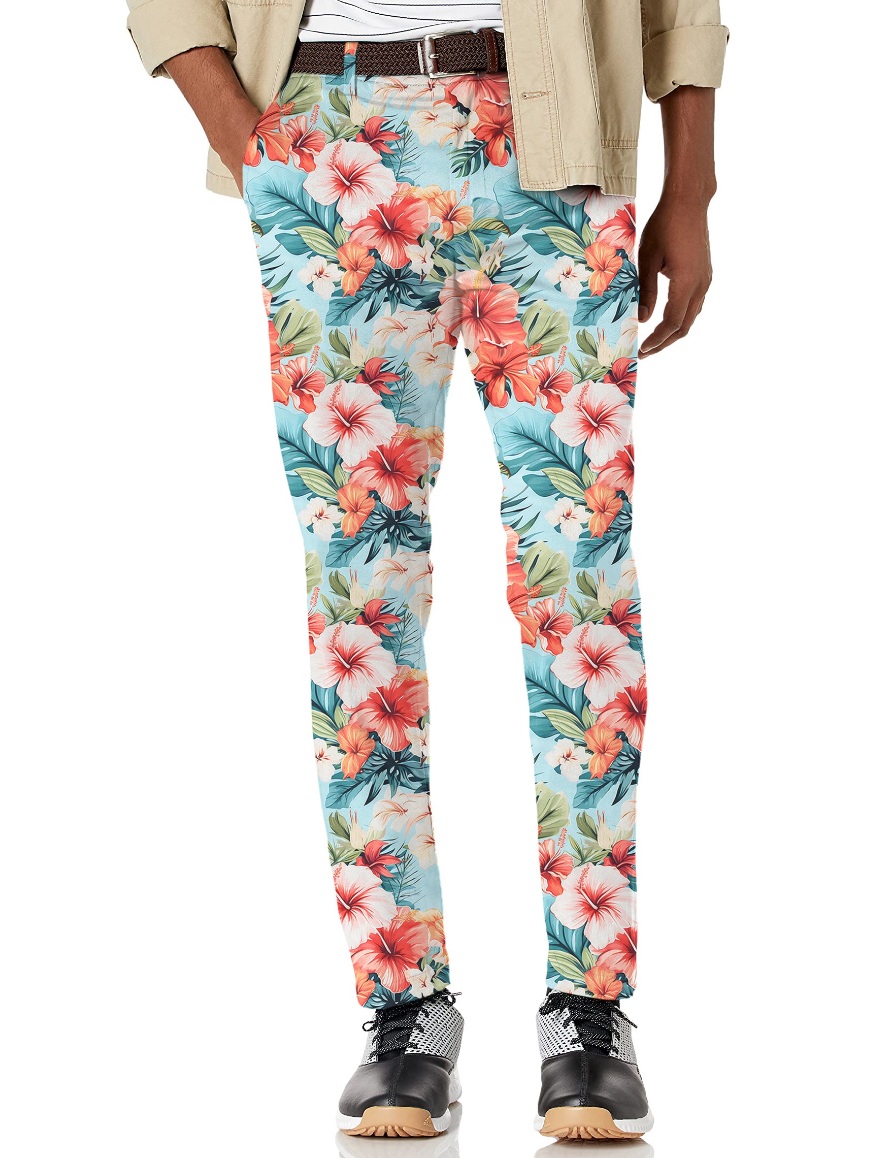 Men's Hawaiian Flowers Stretch Golf Pants