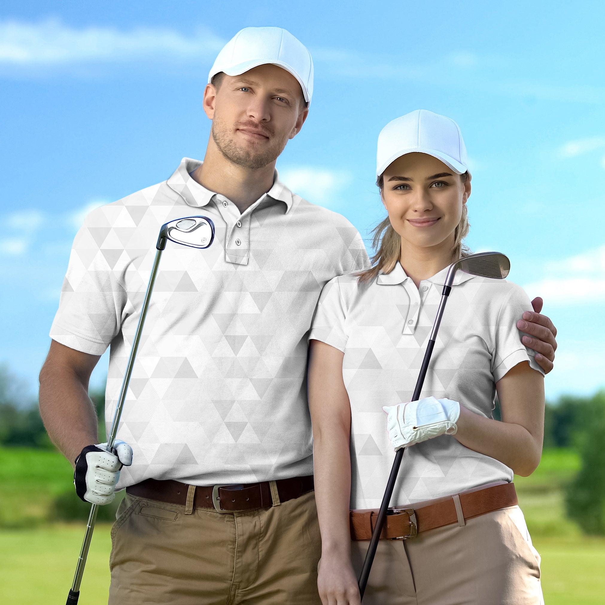 Couple Abstract Grey Background With Triangular Pattern set Golf Championship Trophy tournament