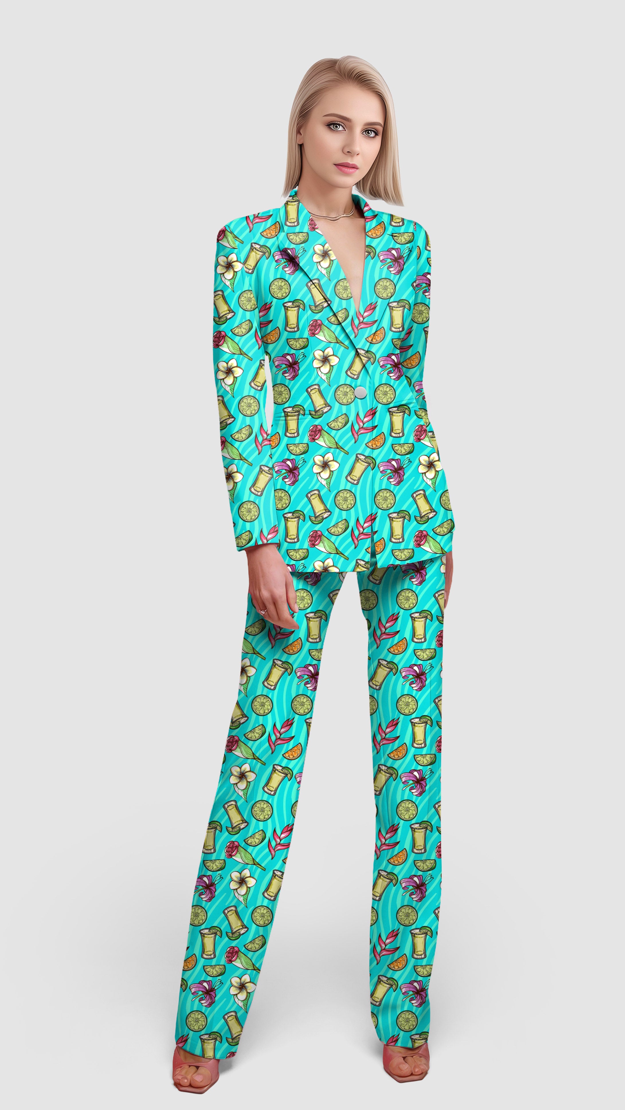 Agave Greens-Women's Blazer Casual Work Office Blazer Suit set