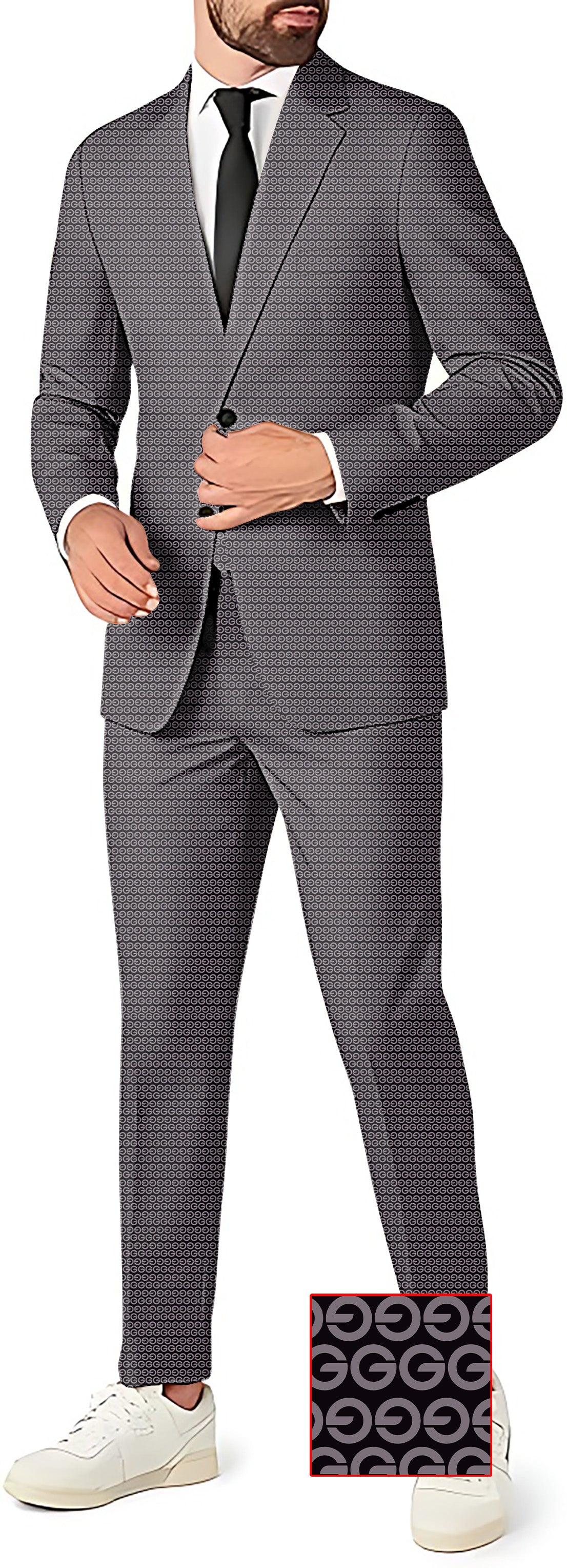 Brown G men's party costume gray blazer pants and vest suit set