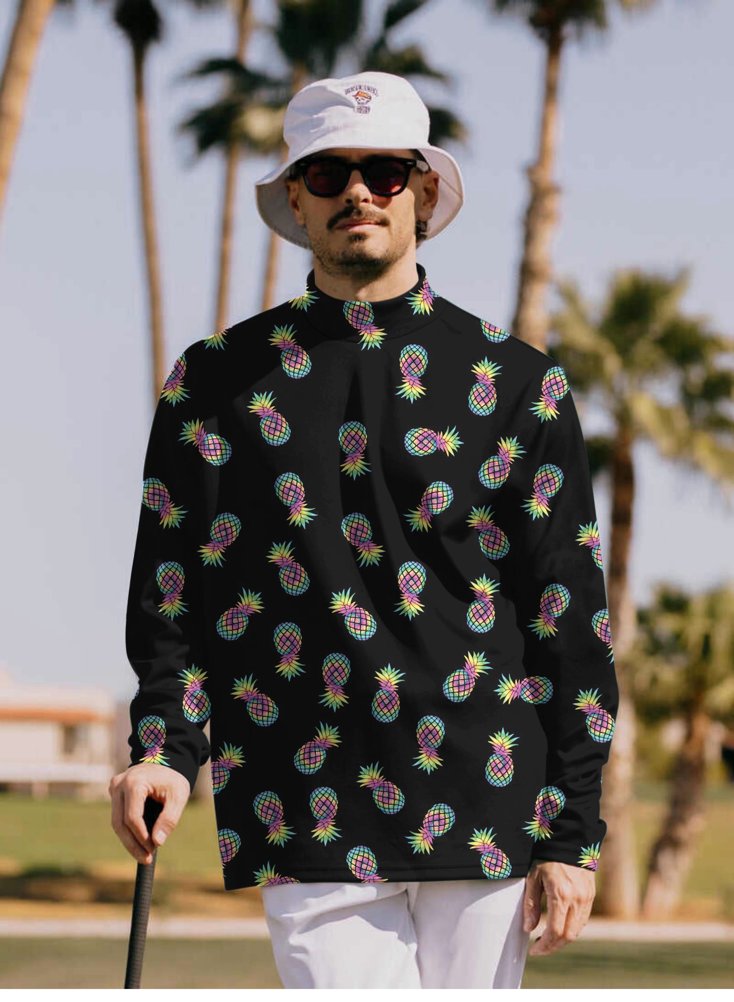 Men's Colored Pineapple Pullover High neck Long/Short sleeve T-Shirt