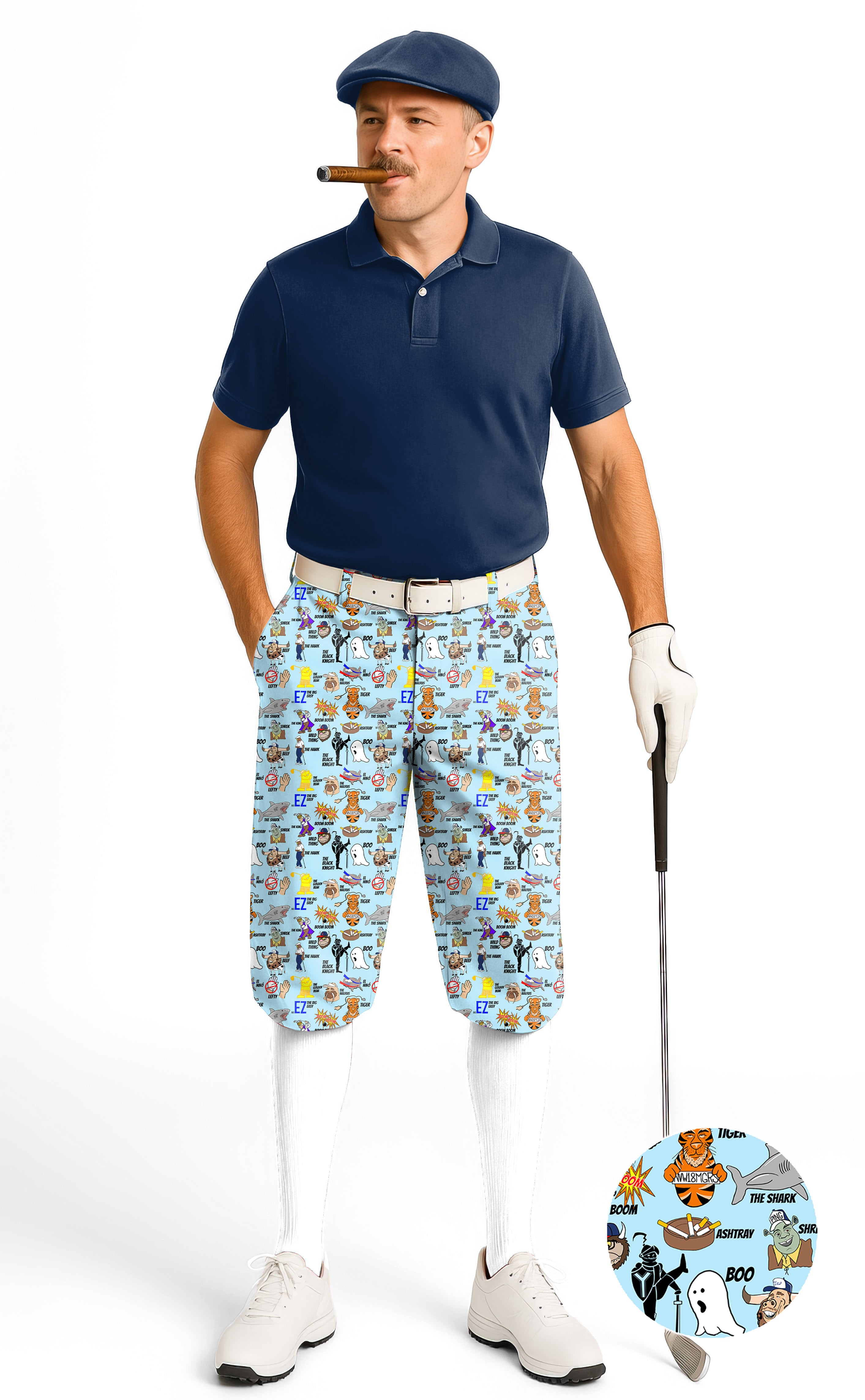 Professional Nicknames Big EZ Men's Golf Knickers Pants