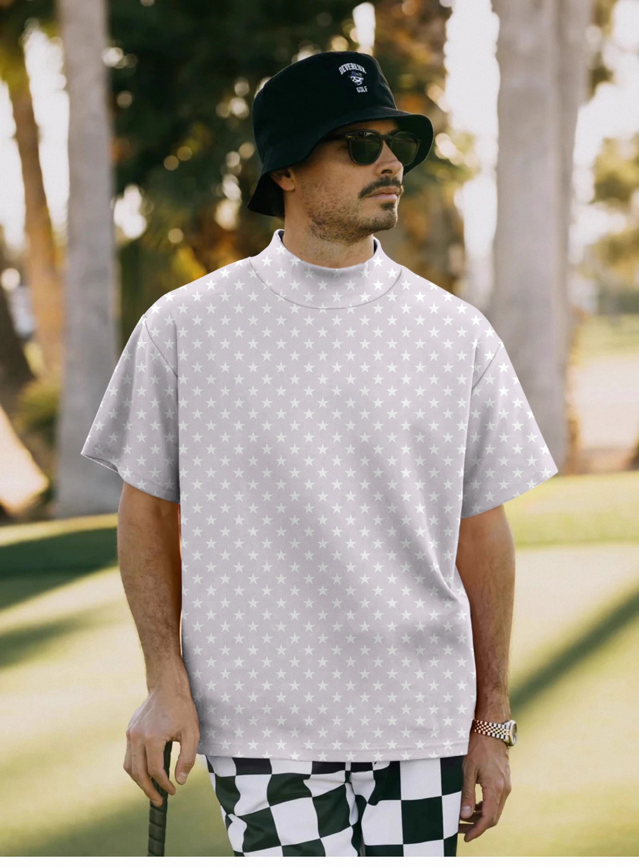Men's American Stripes Pullover High neck Long/Short sleeve T-Shirt