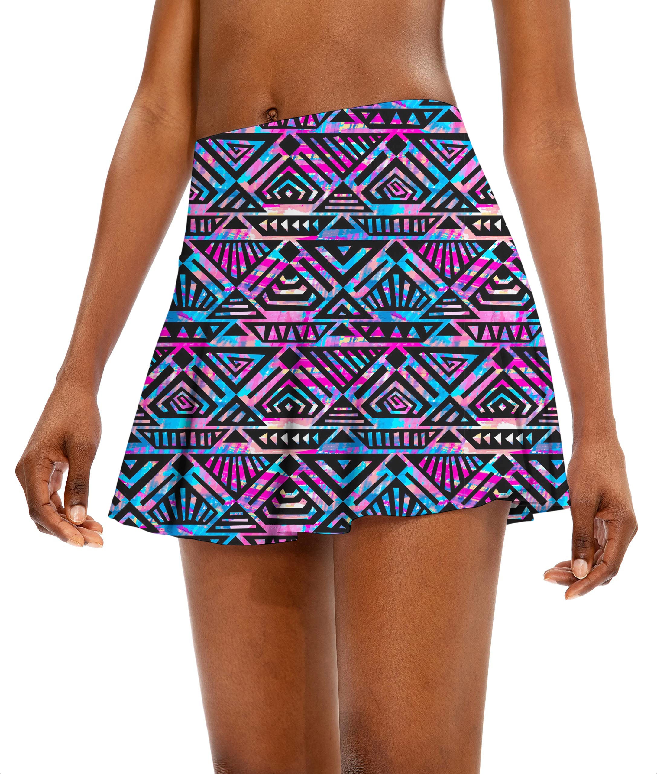 Purple grid Women's Athletic Golf Skorts Flared Skirts
