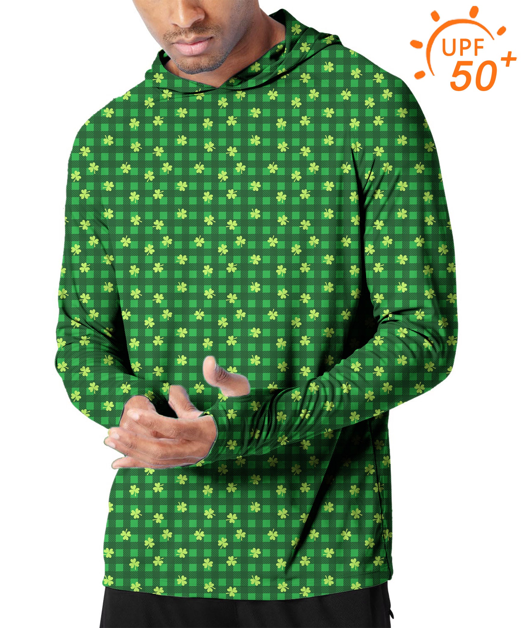 Men's Outdoor Leaf clover St. Patrick's Day Golf Sun Protection Slim Fit hoodies