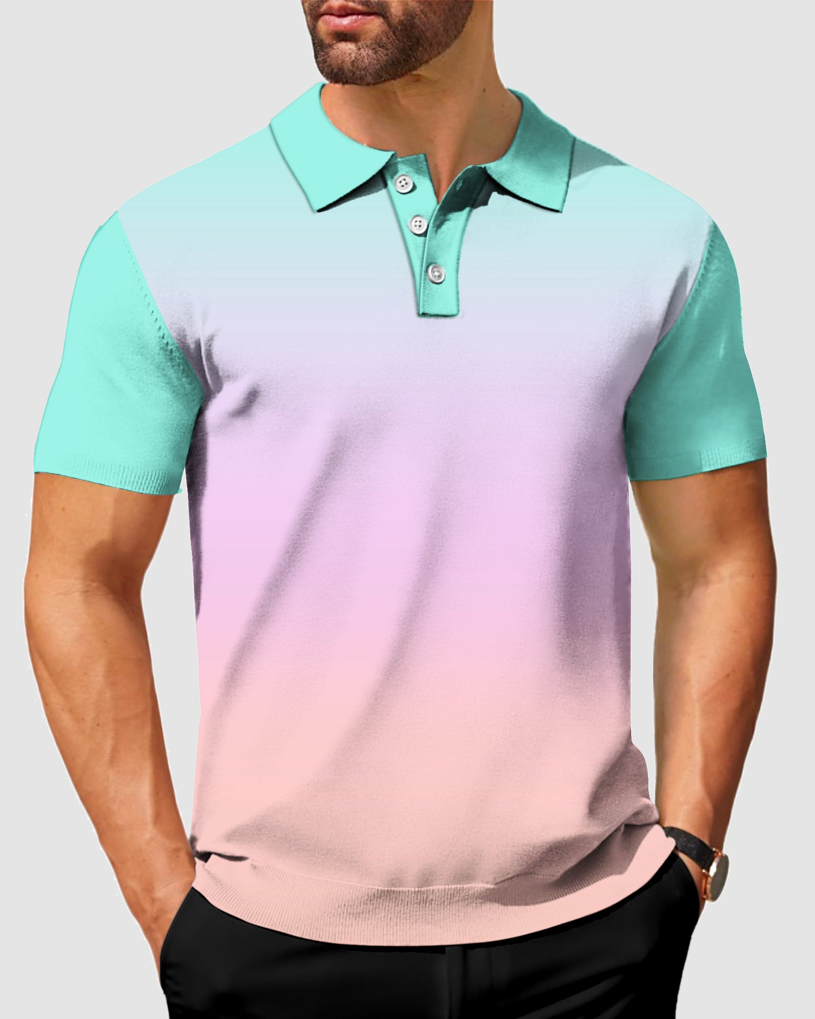 Men's Pink Gradient Polo