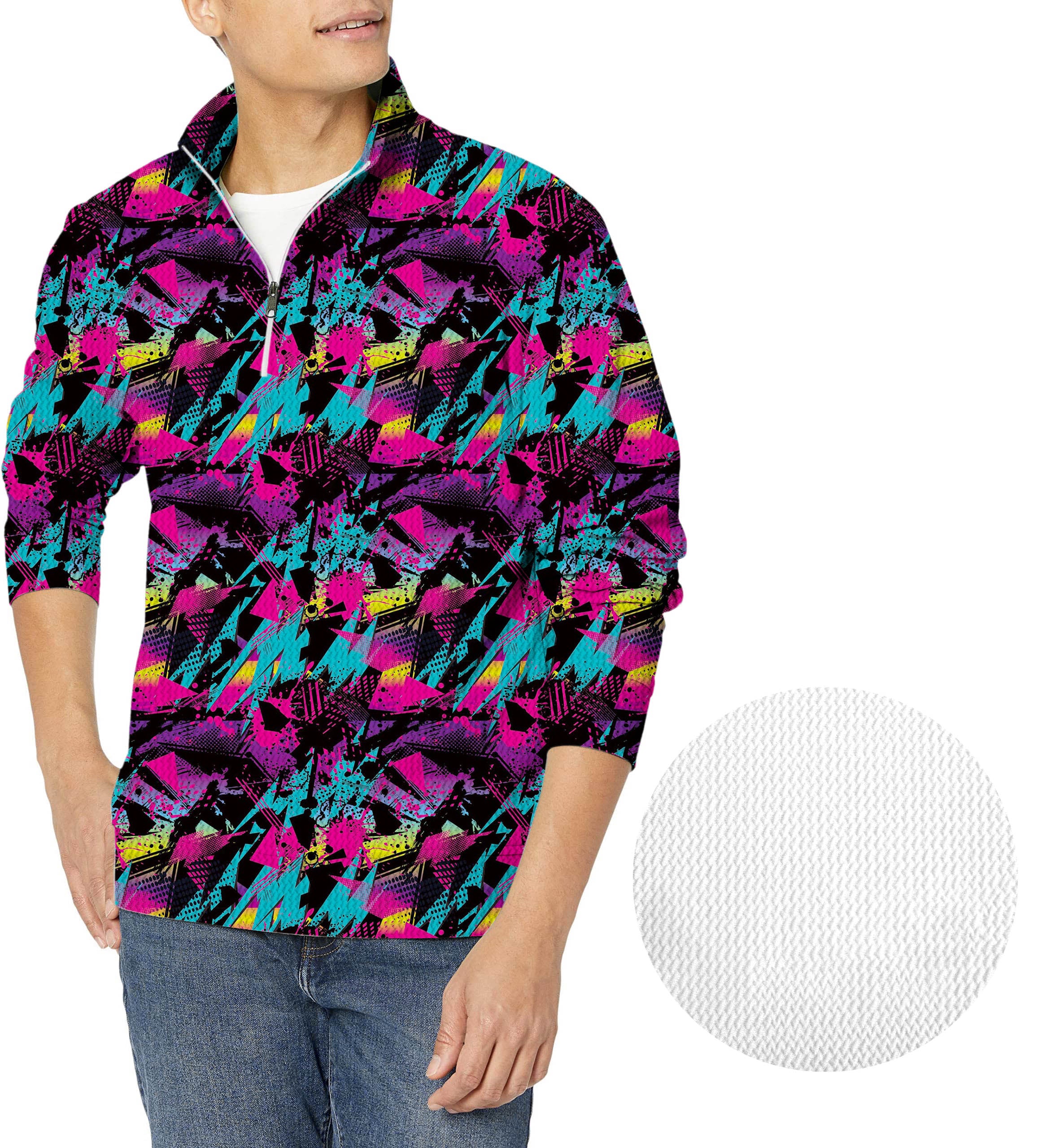 Retro er-Men's Golf Waffle Zipper Pullover