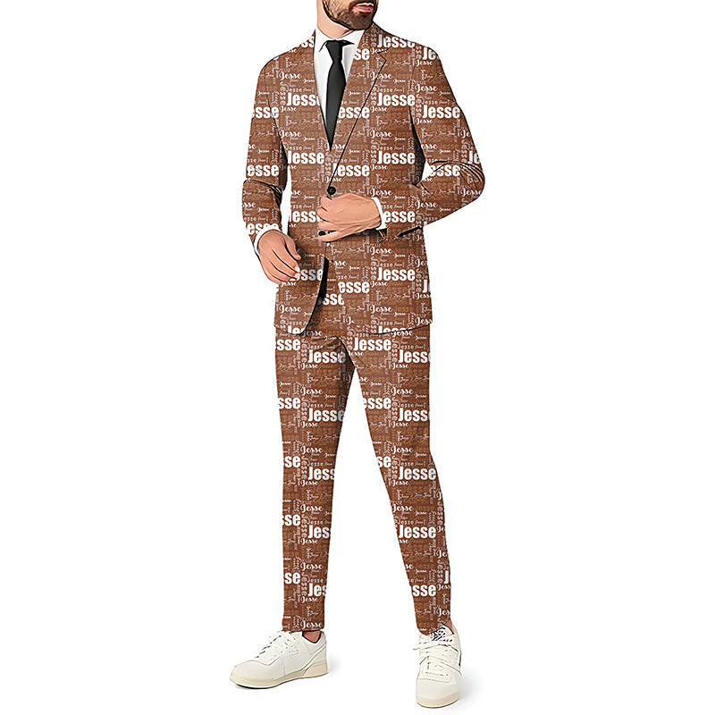 Repeat name custom men's party suit with blazer, vest, and pants in slim fit style