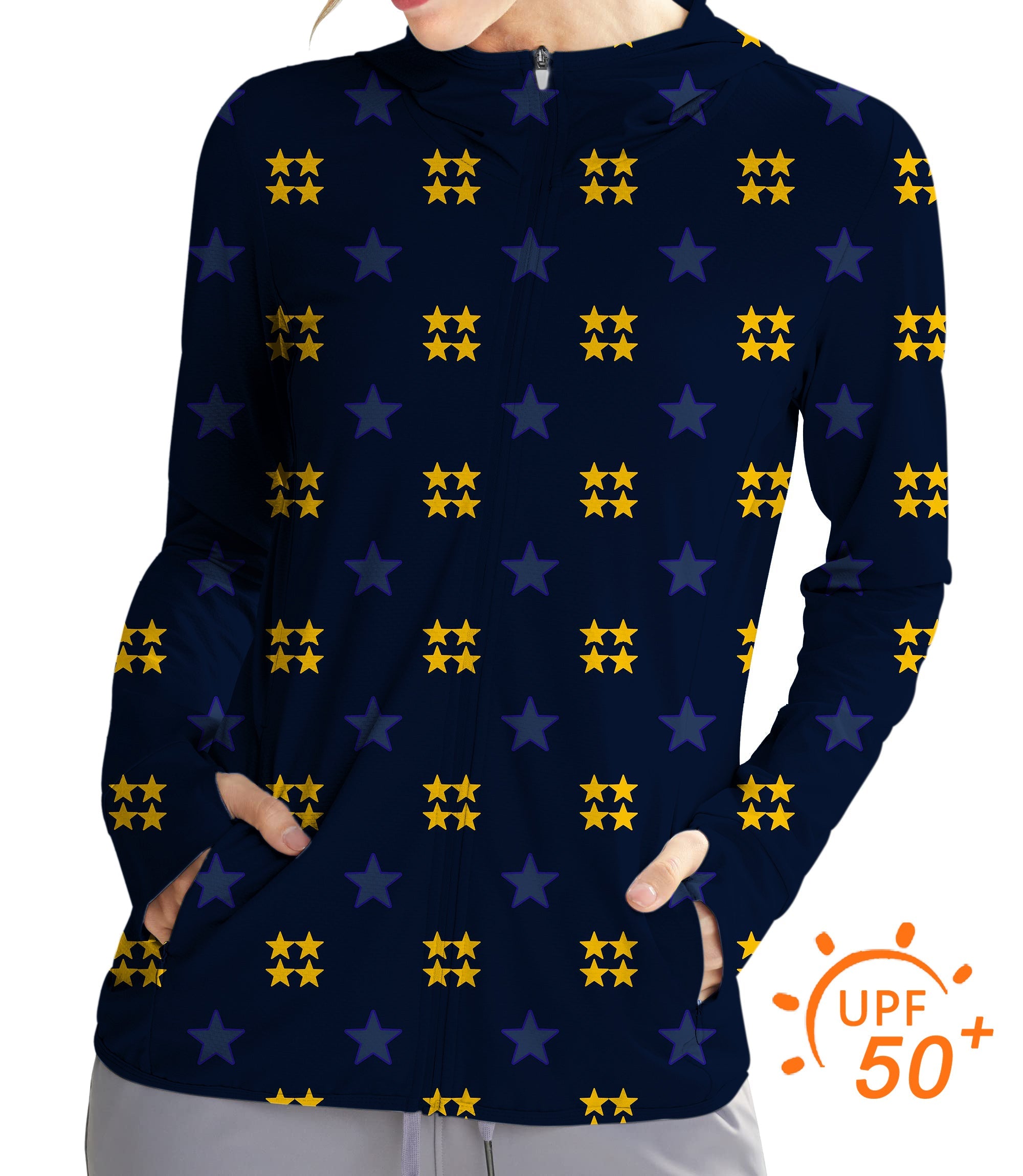 Women's Outdoor limited edition American Star golf hoodie with sun protection UPF 50+ and slim fit zip hood