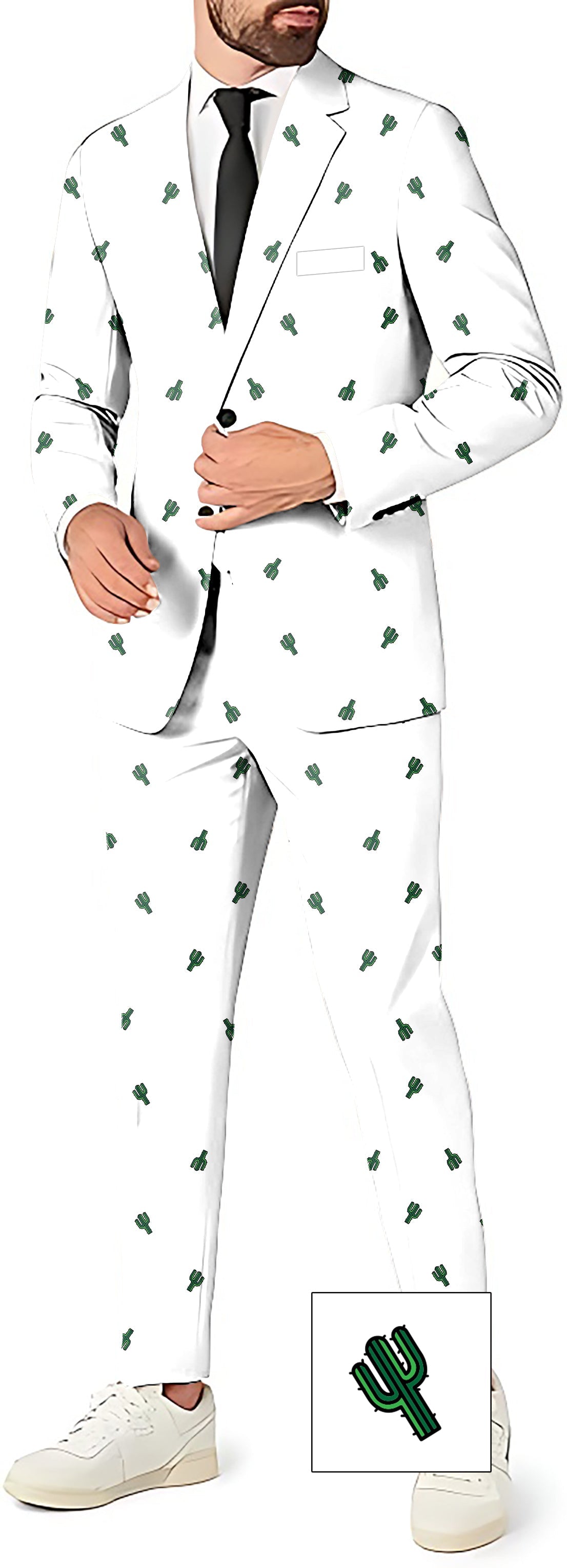 Cactus Custom The Background Color Men's Party Costumes-Theme Party 2 or 3pcs Suit set-Blazer Pants & Vest XXXXL / Blazer+Vest