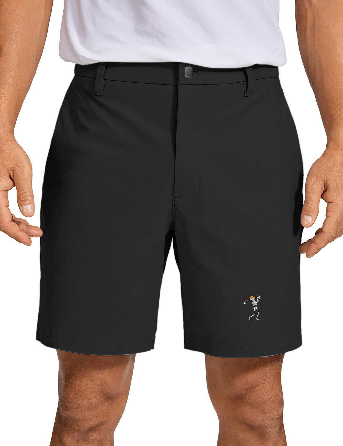 Men's Pumpkin Black Halloween Skeleton Golf Golf Shorts