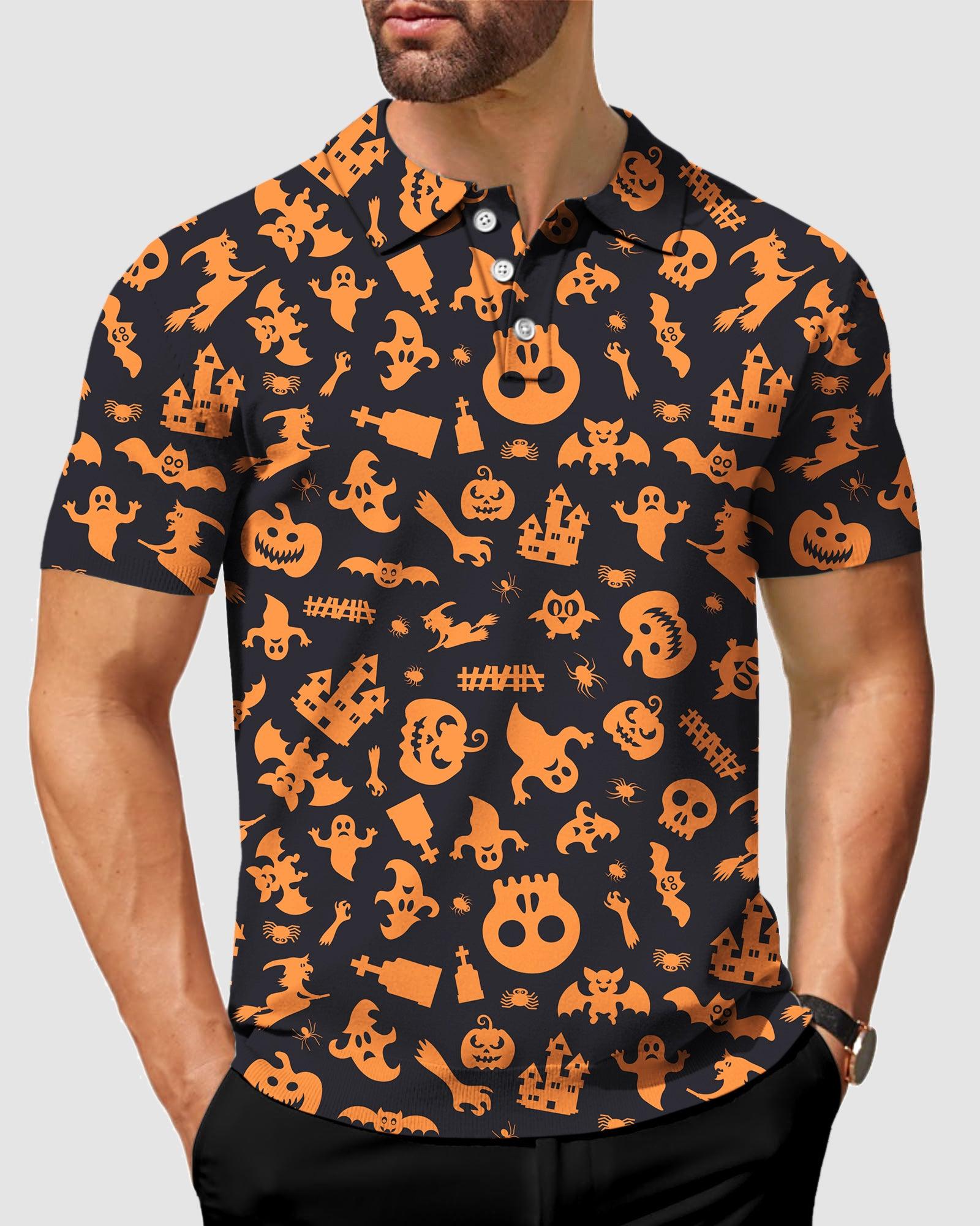 men's Spooky Halloween golf polo