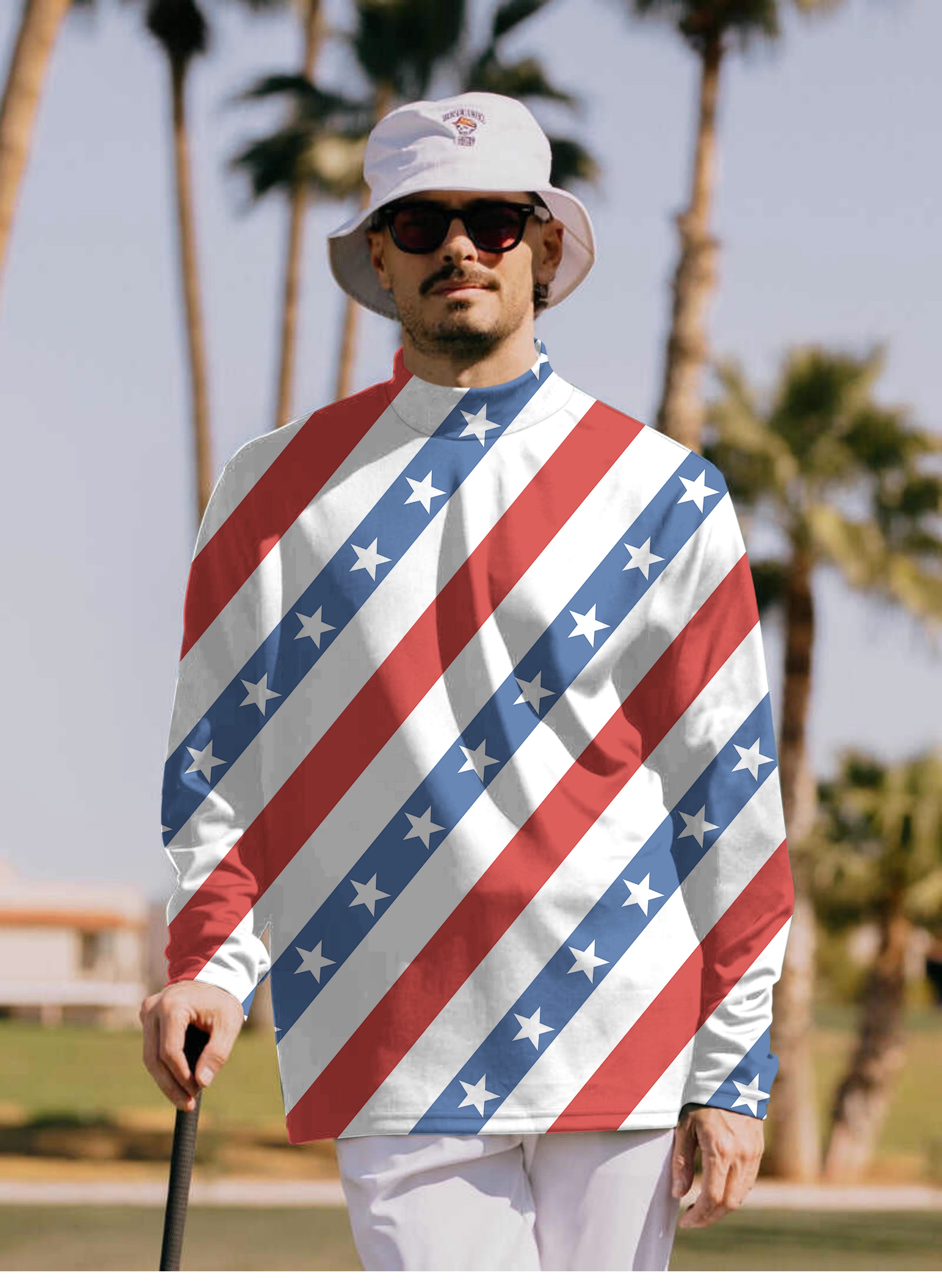 Men's American President Day Pullover High neck Long/Short sleeve T-Shirt