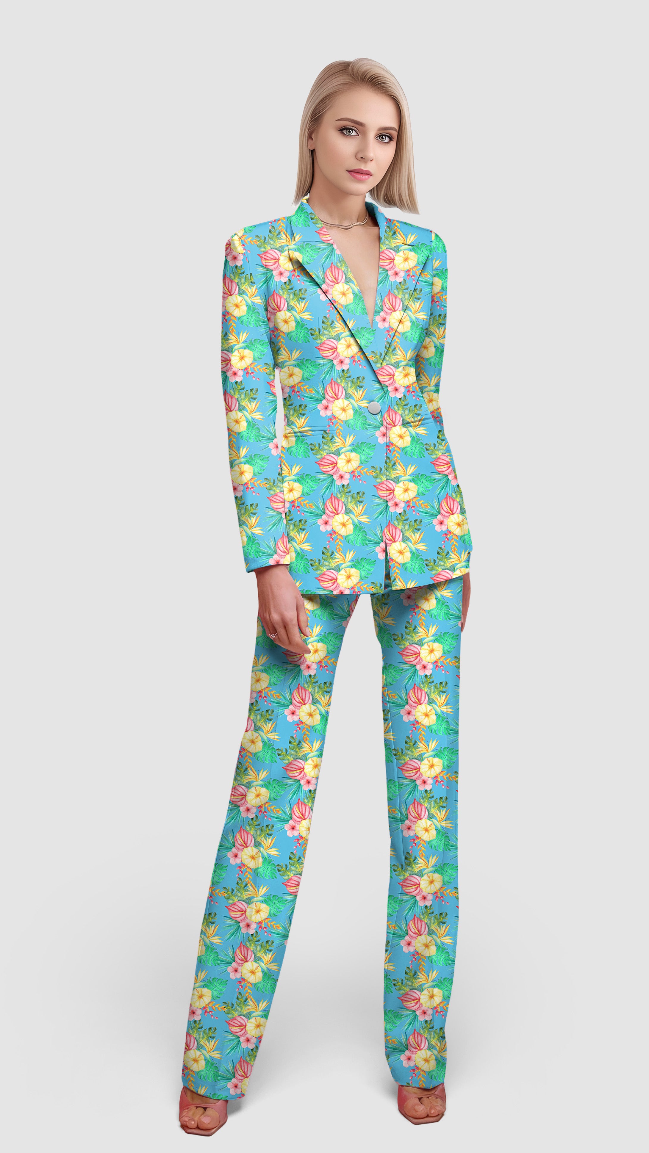 Tropics Pants-Women's Blazer Casual Work Office Blazer Suit set