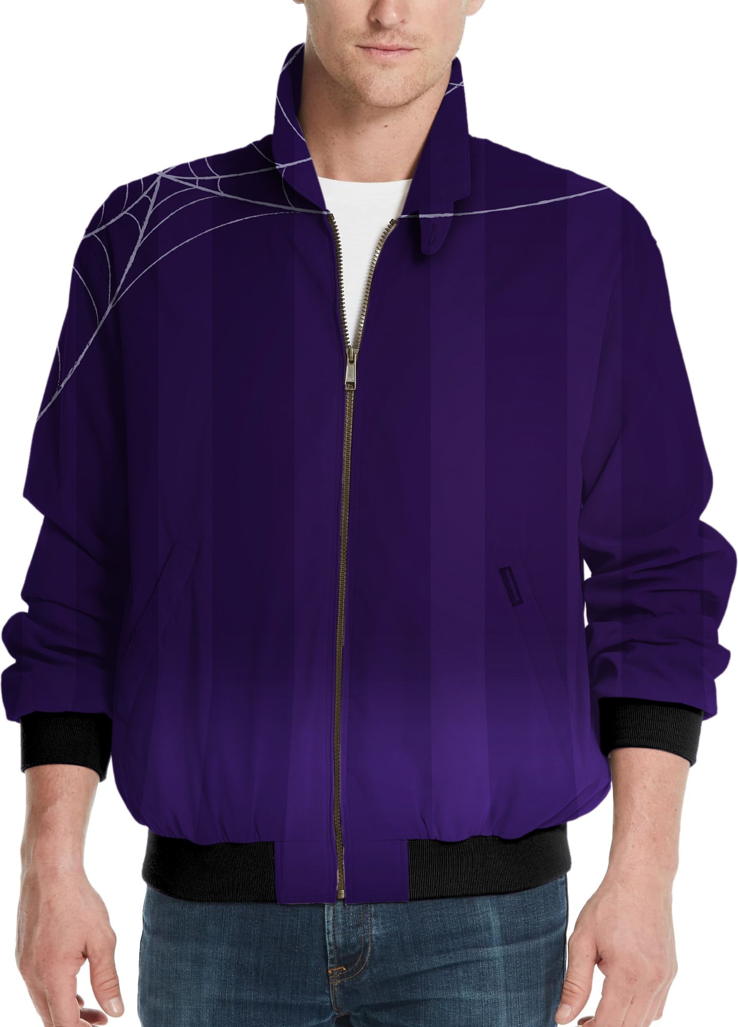 Halloween purple spiderweb Men's Golf Windbreaker Light Jacket