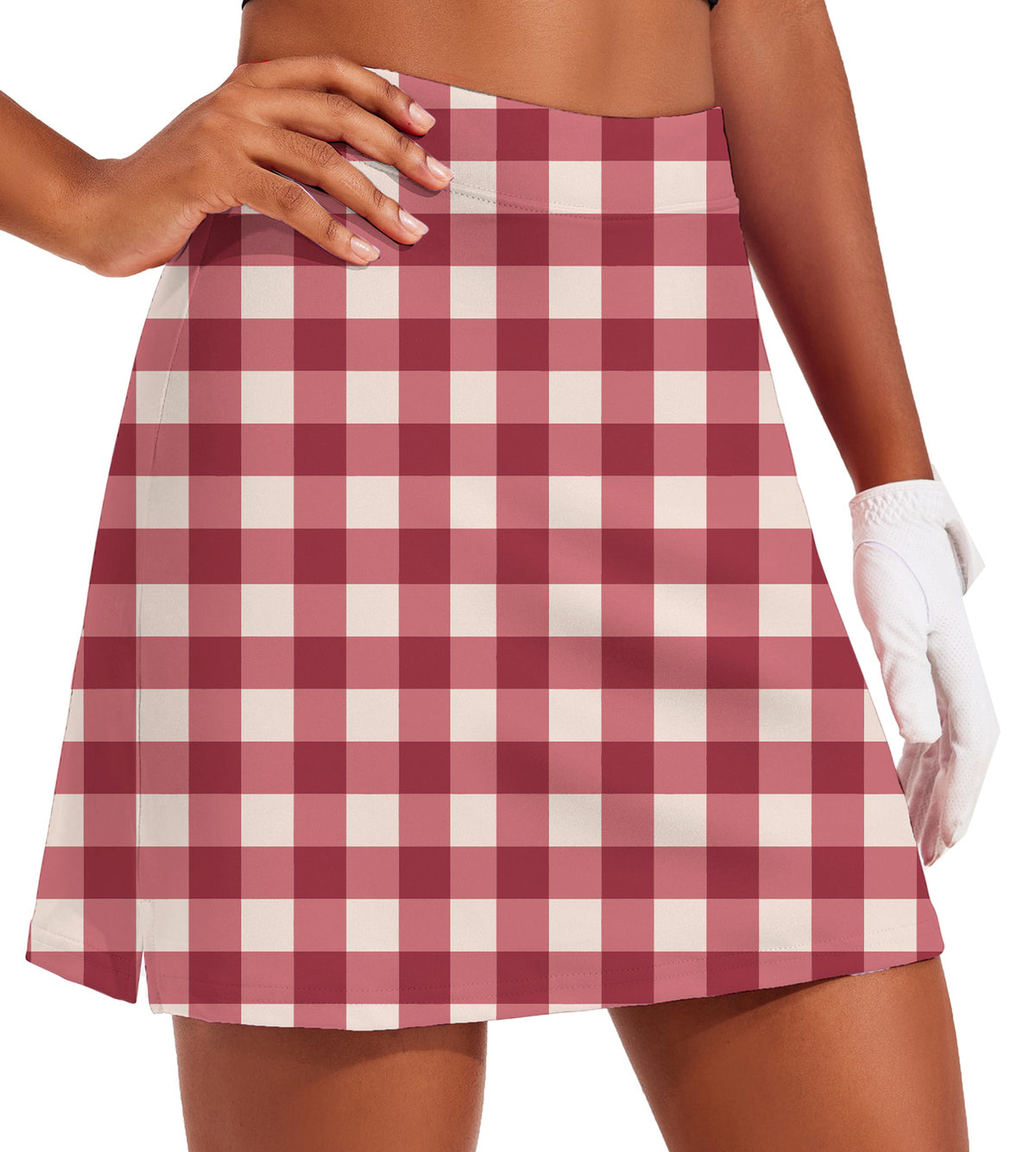 Women's - Christmas red checkerboard Golf Skirts Inner Shorts Pocket
