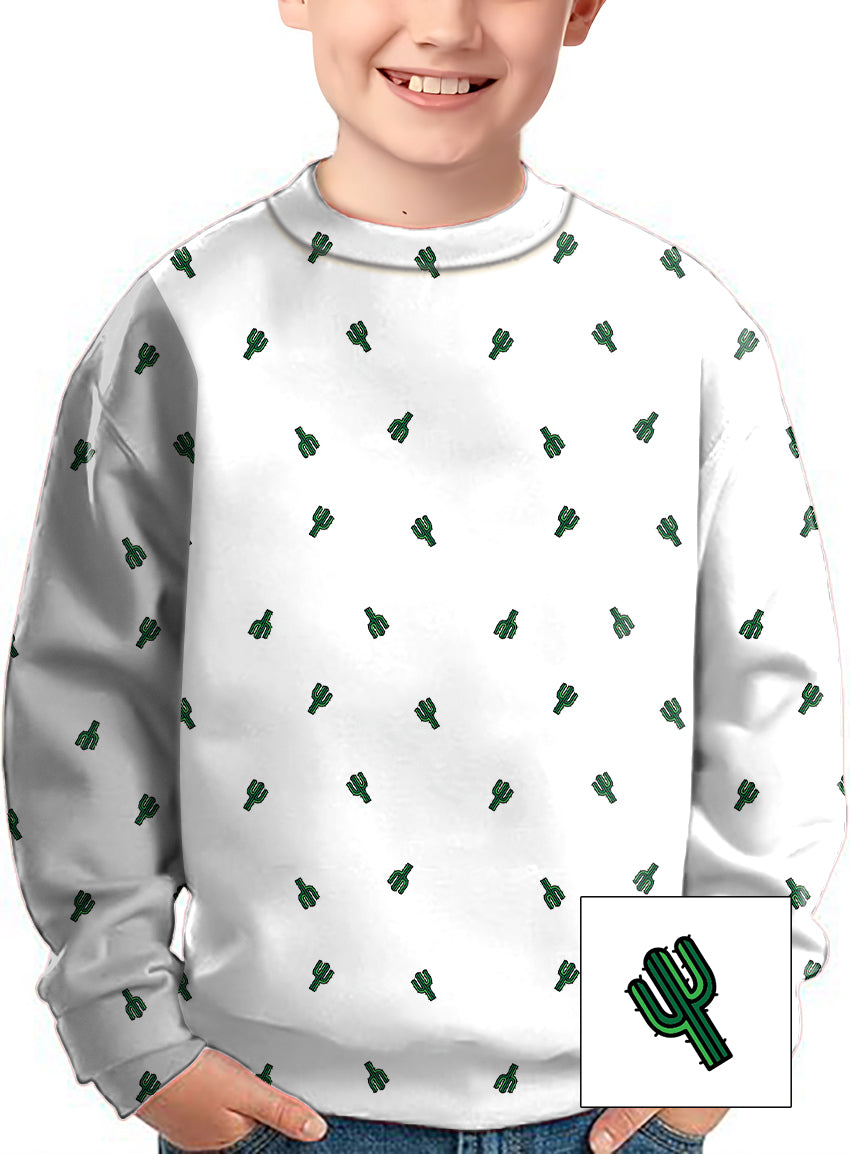 Cactus Custom The Background Color Crewneck Pullover Kids Ugly Sweater