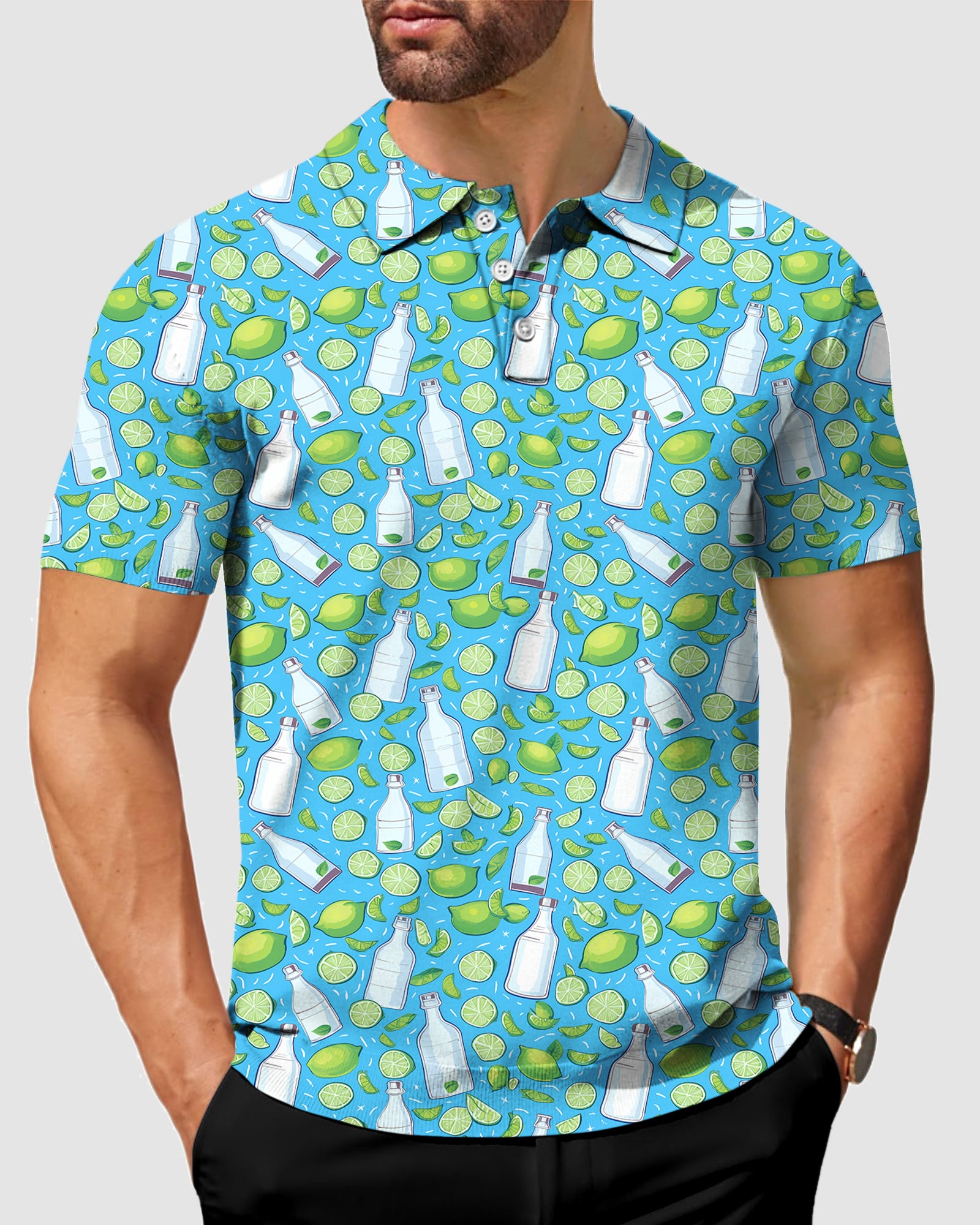 fun dress shirts Men's Tequila Summer golf polo