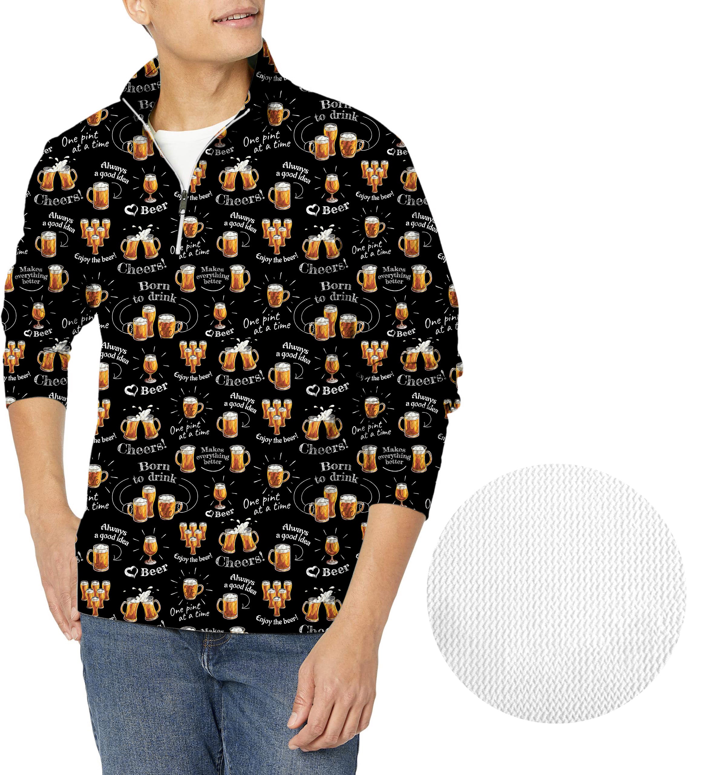 cheer beer-Men's Golf Waffle Zipper Pullover