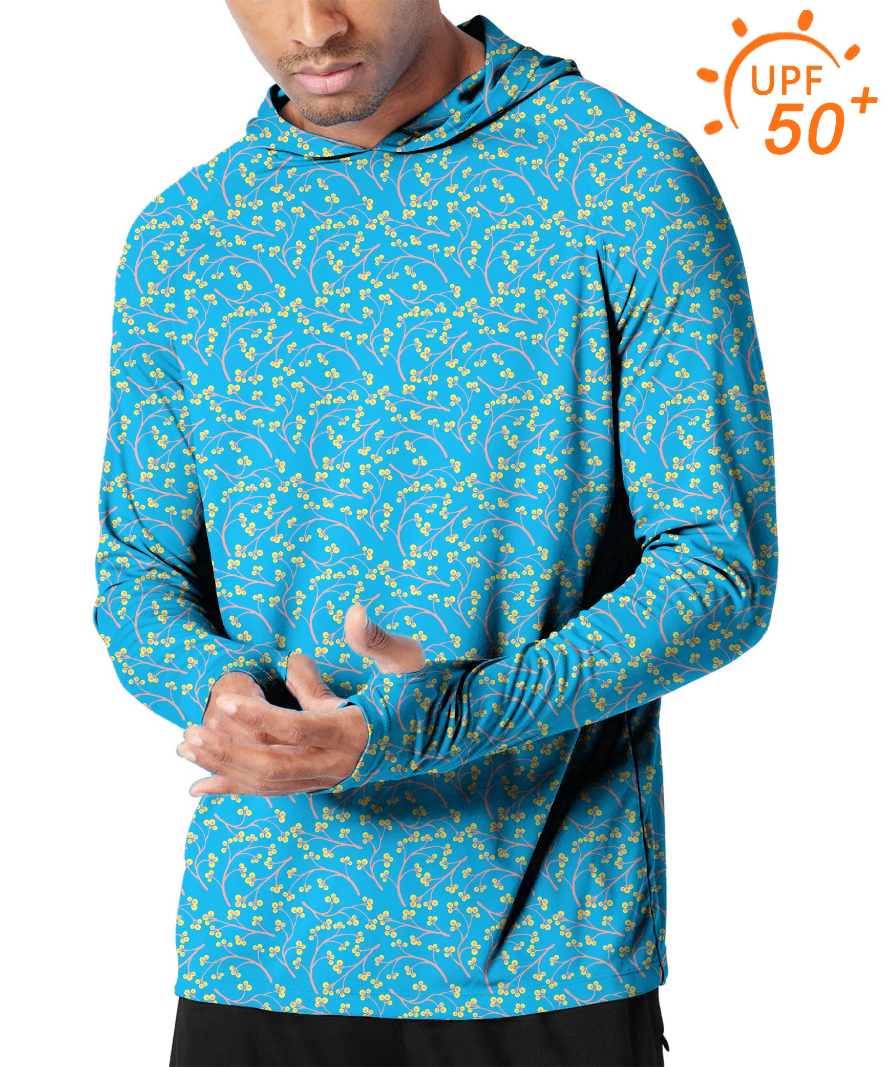 Men's Outdoor Blue Flowers Golf Sun Protection Slim Fit hoodies