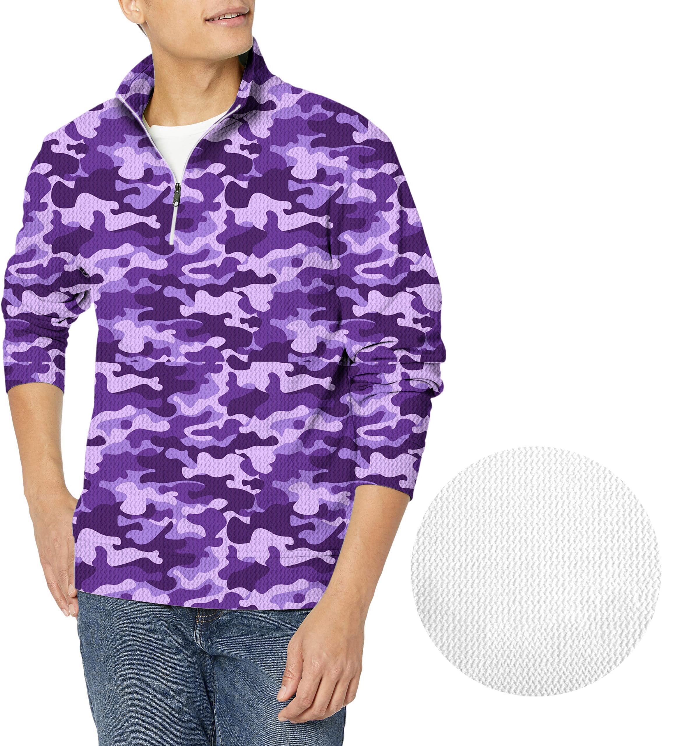Purple Camo-Men's Golf Waffle Zipper Pullover