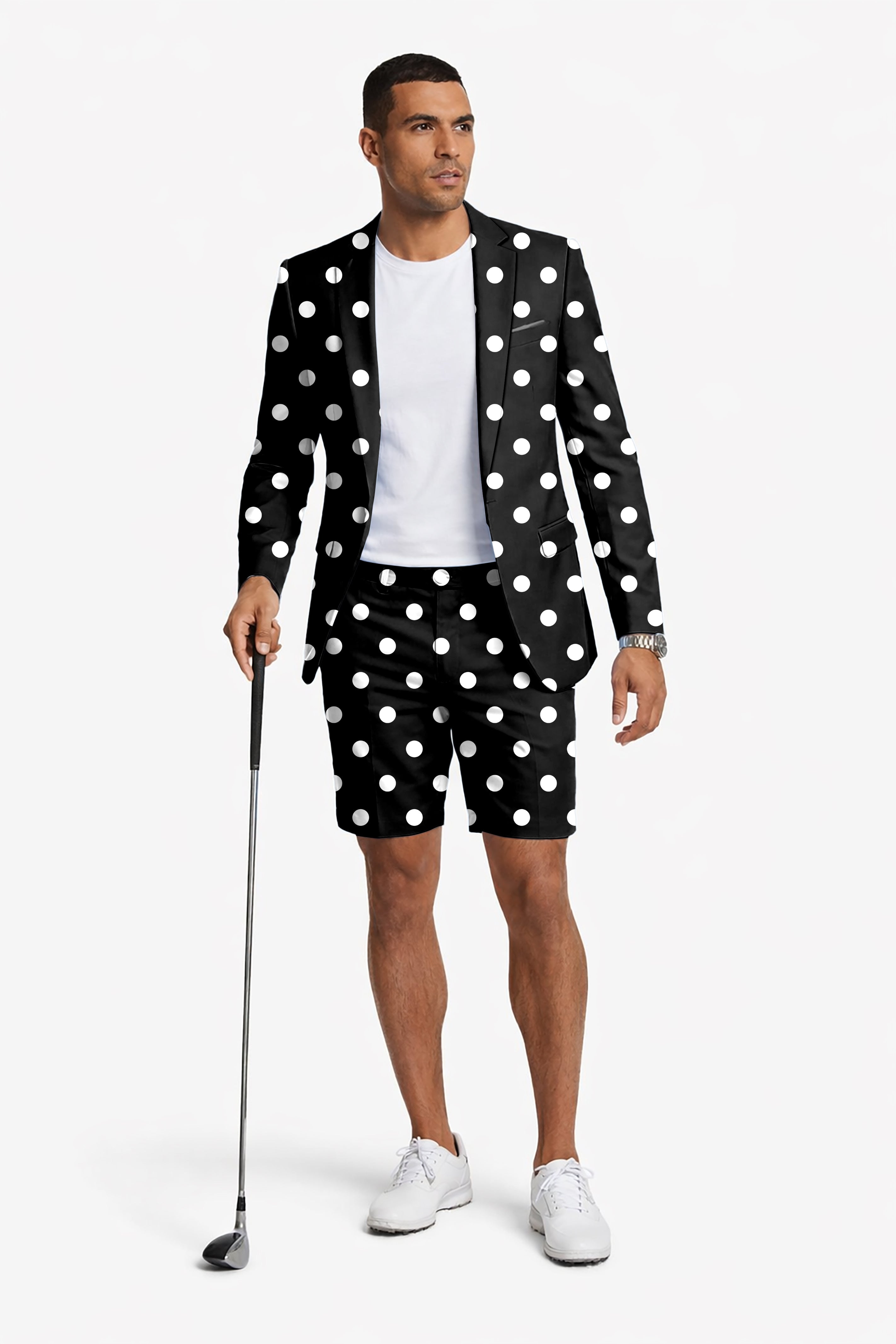 Pink Polka Dots Men's Party Costumes-Theme Party 2pcs Suit set-Blazer Shorts
