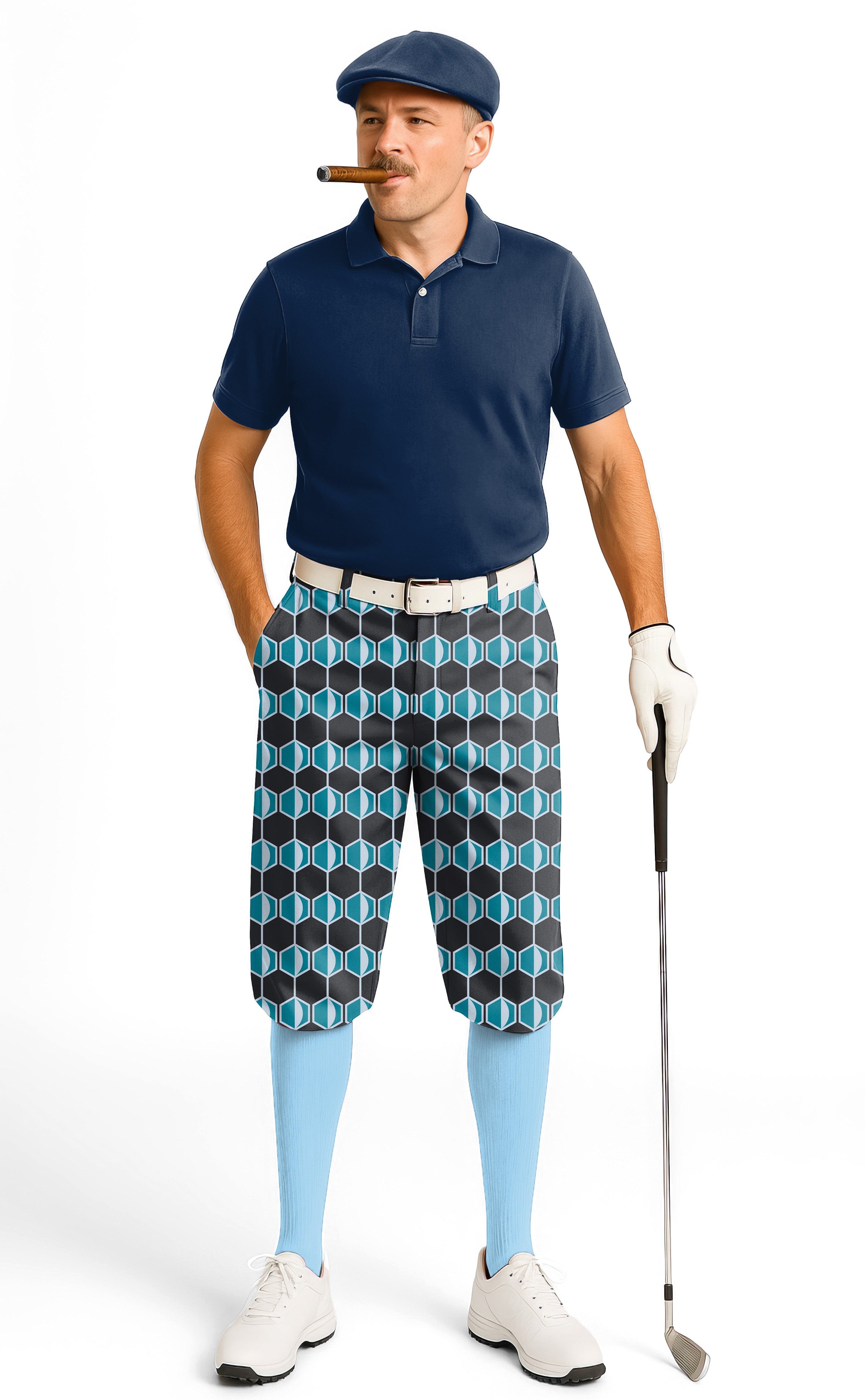 navy blue Hexagon-Men's Golf Knickers Pants limited edition