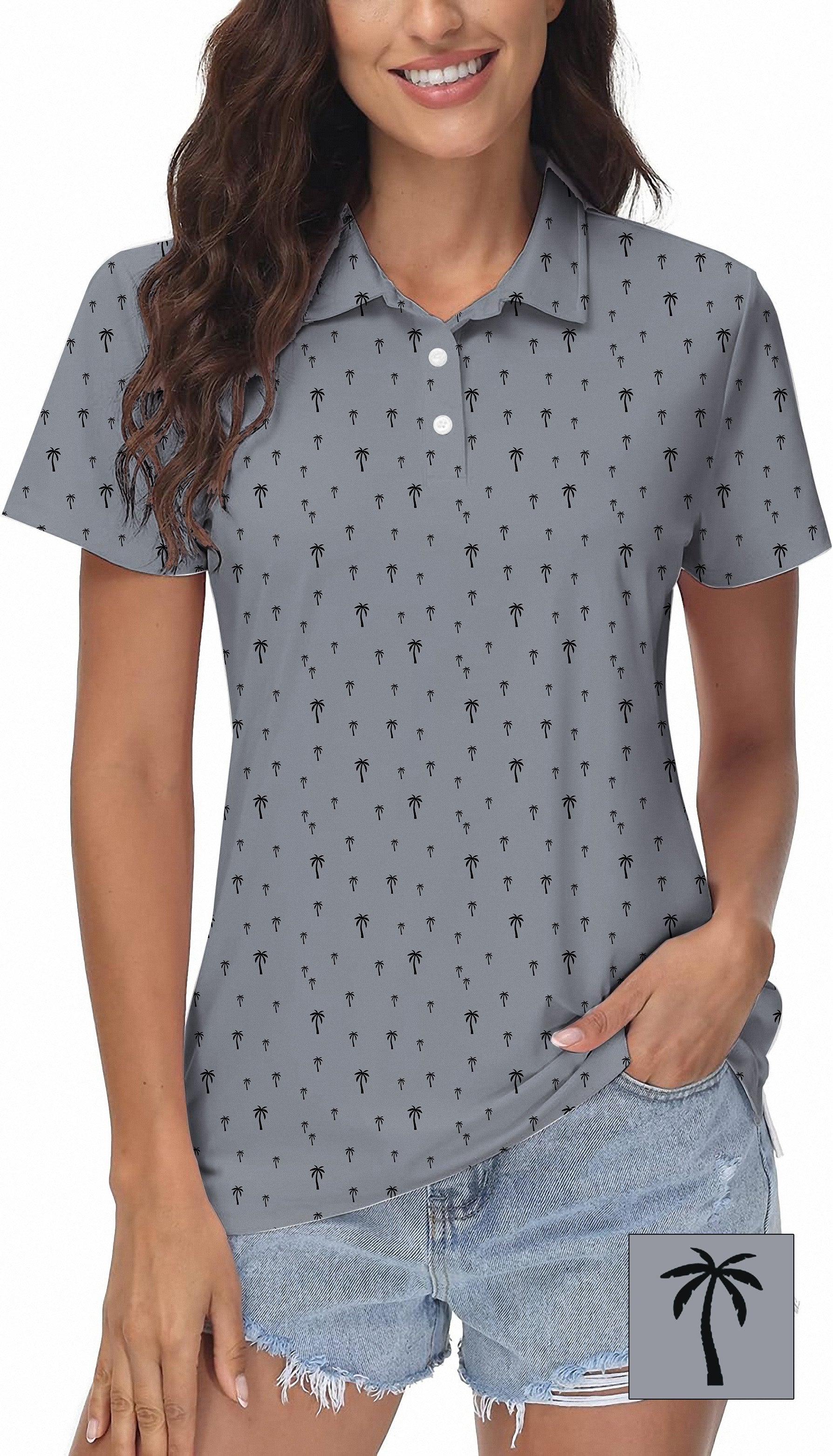 Coconut Palm Custom The Background Color Women's Golf Polo