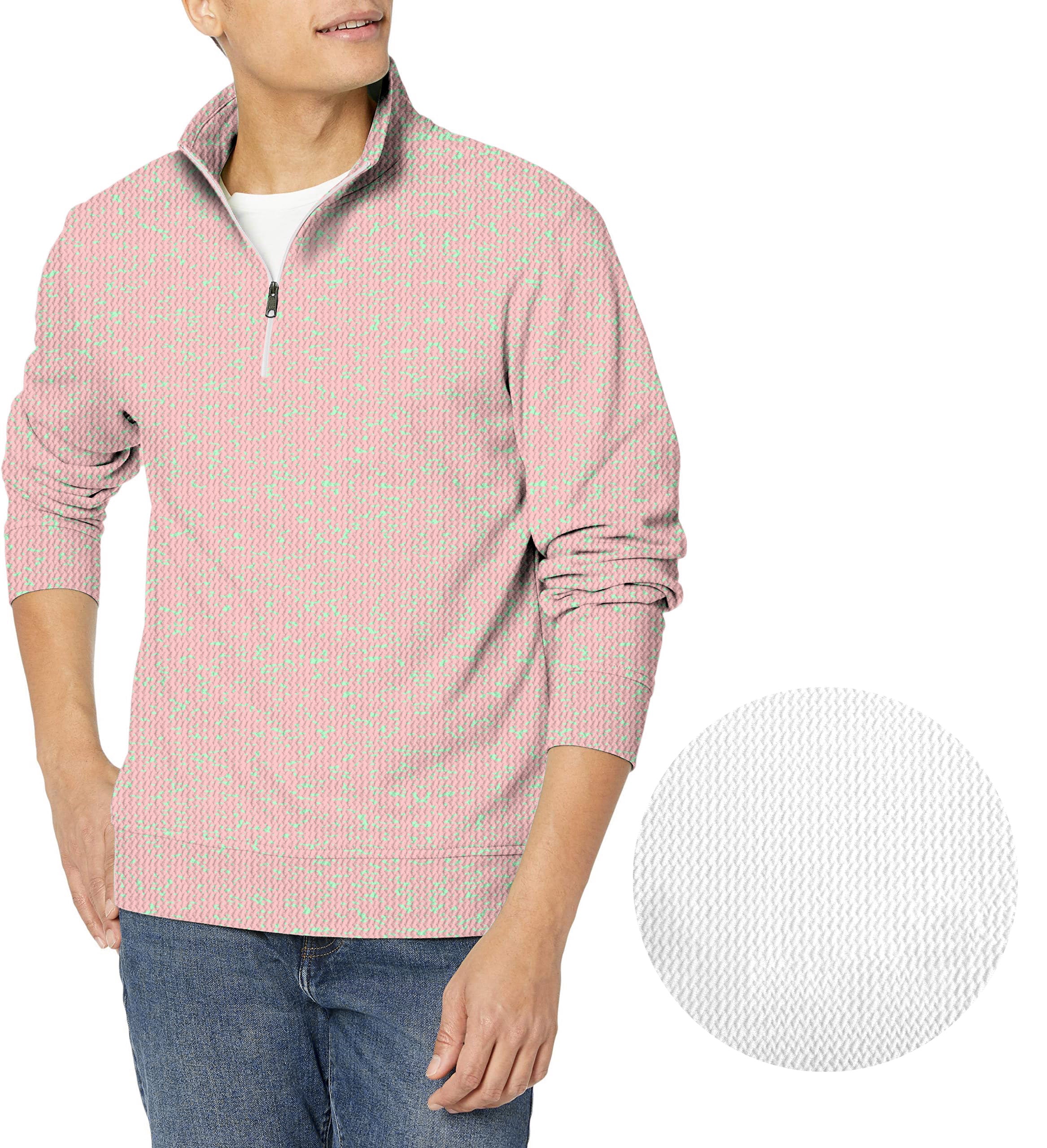 Pastel Pink Fusion-Men's Golf Waffle Zipper Pullover