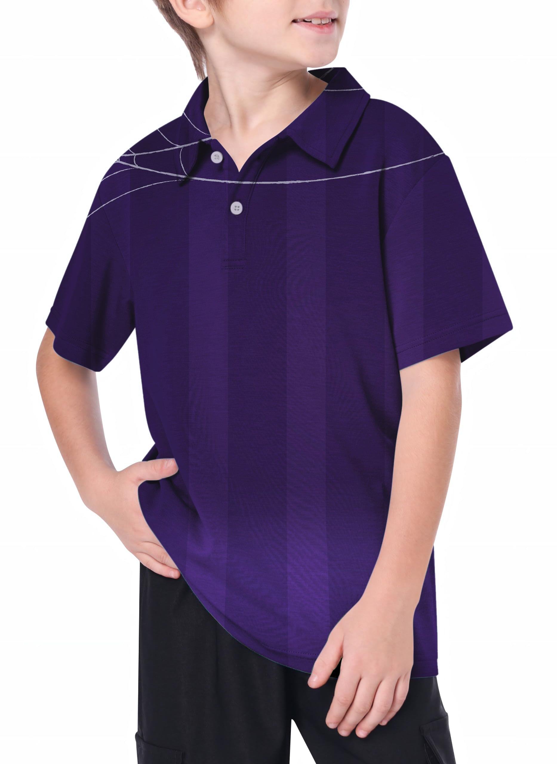 Youth Halloween purple spiderweb Golf Polo