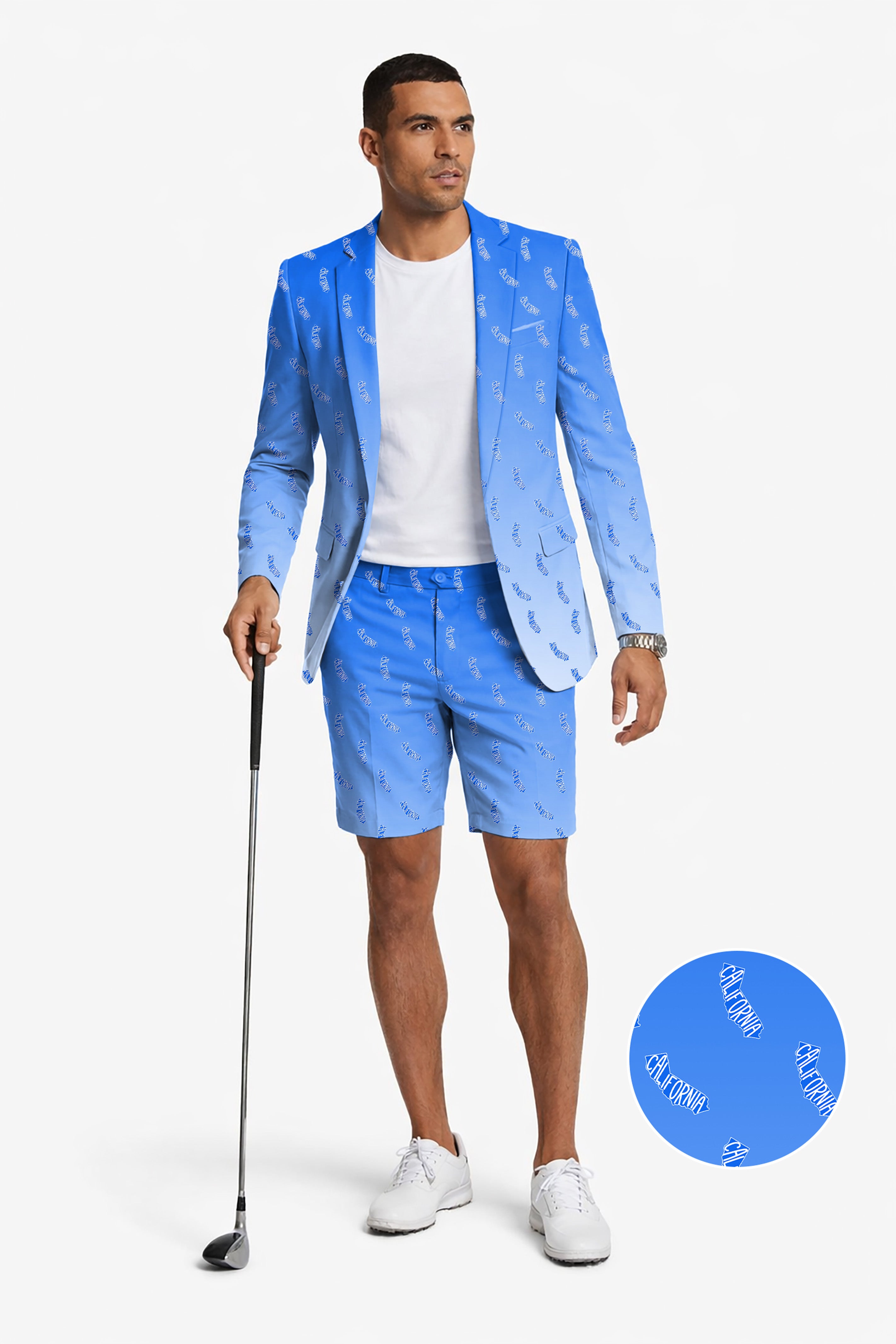 Blue California Men's Party Costumes-Theme Party 2pcs Suit set-Blazer Shorts