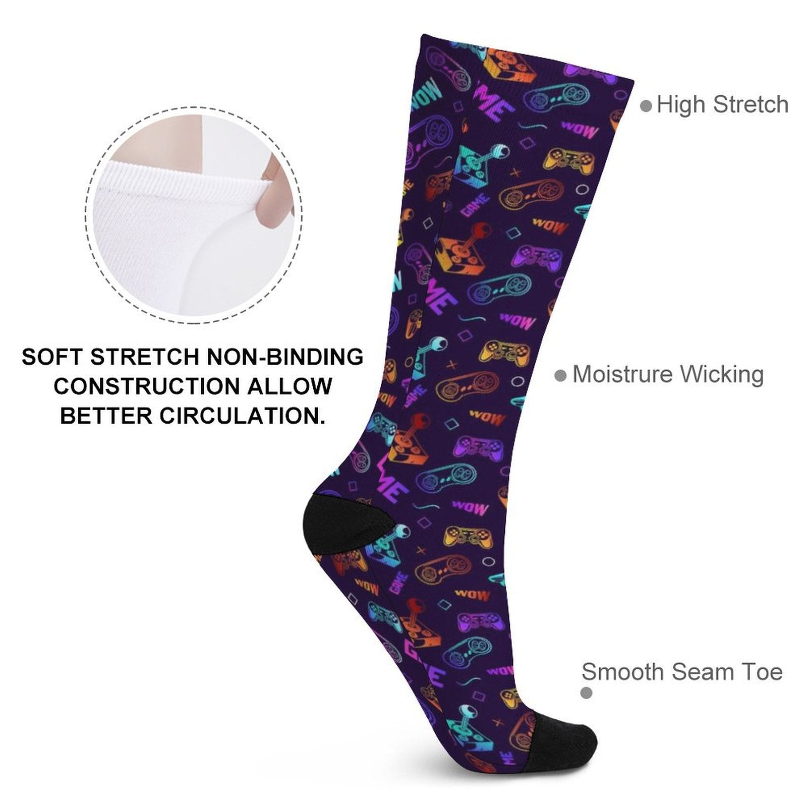 neon gamepad Prined socks Gifts for Men Women