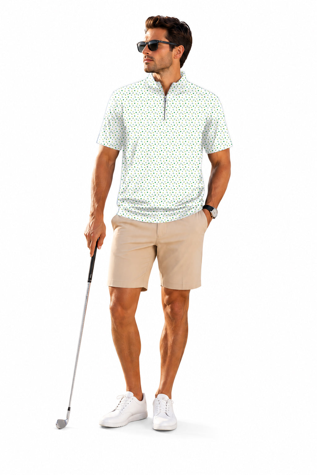 Men's Short Sleeve Quarter Zip Golf Pullover Master Lightweight Summer Embroidery